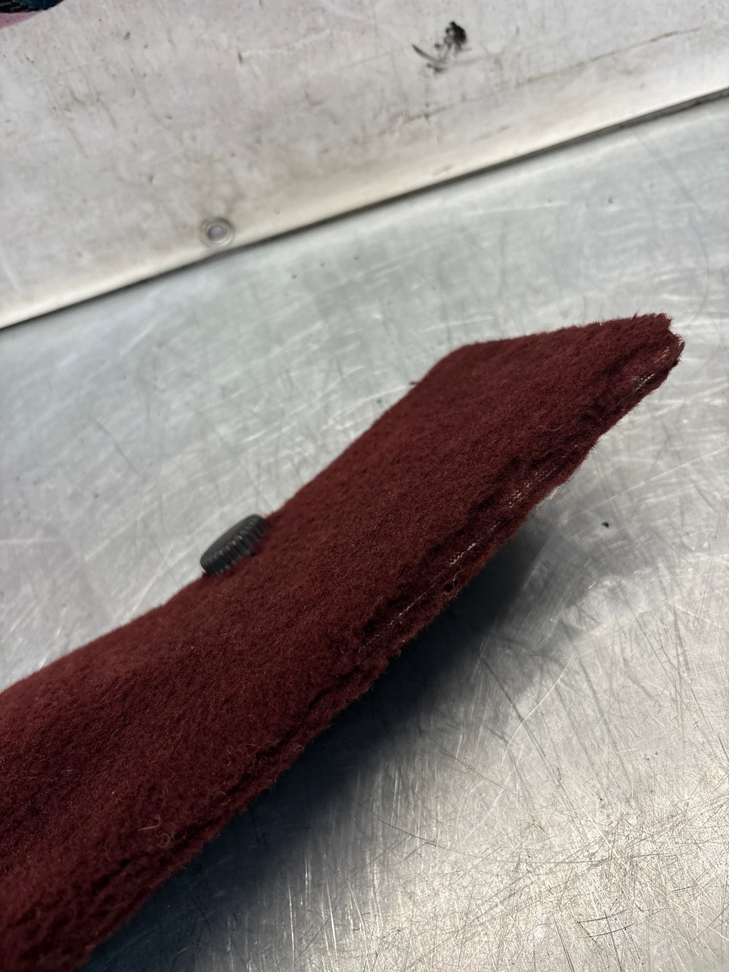 Porsche 928 burgundy carpeted Tool kit panel cover, used 92855118105