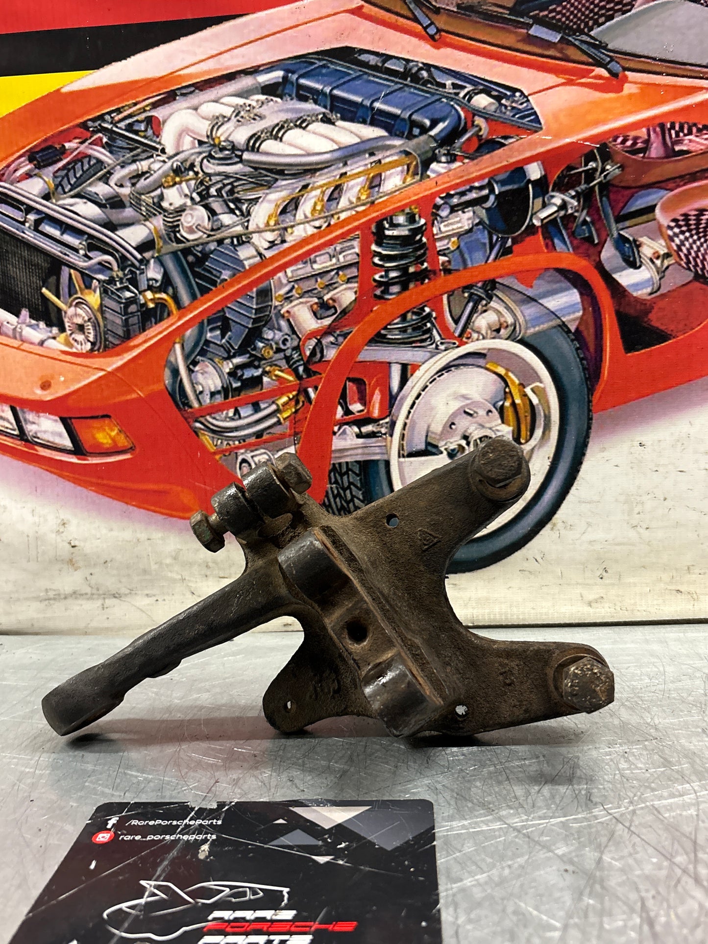Porsche 944 Turbo front left steering knuckle, without abs, used 95134165501