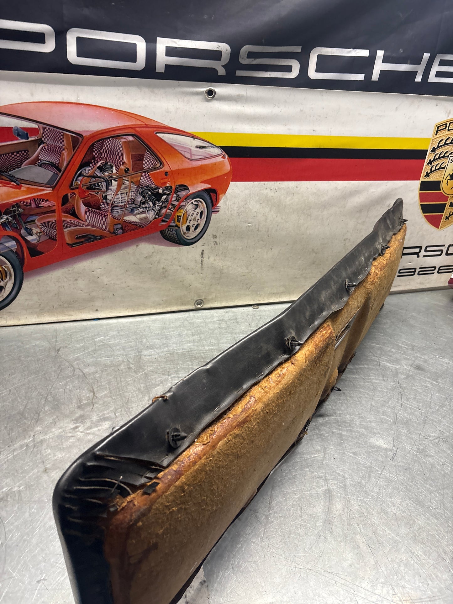 Porsche 928 sunroof mechanism cover trim, used, black 92855552702