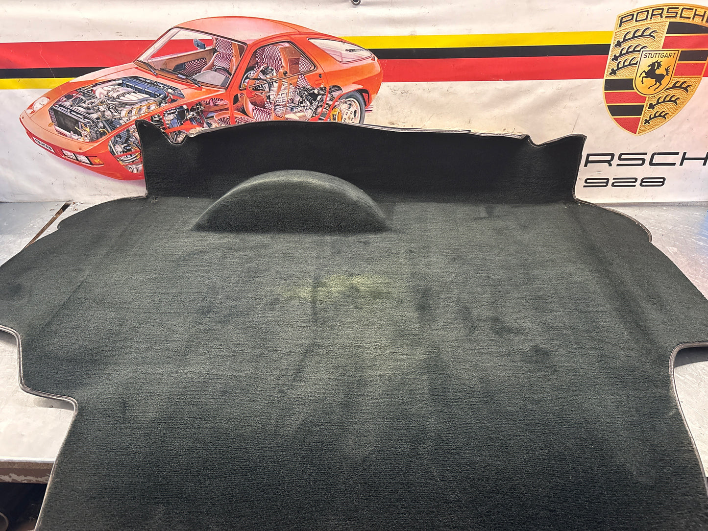 Porsche 924S 944 85.5- boot carpet, black, 94555506303 used, space saver wheel type