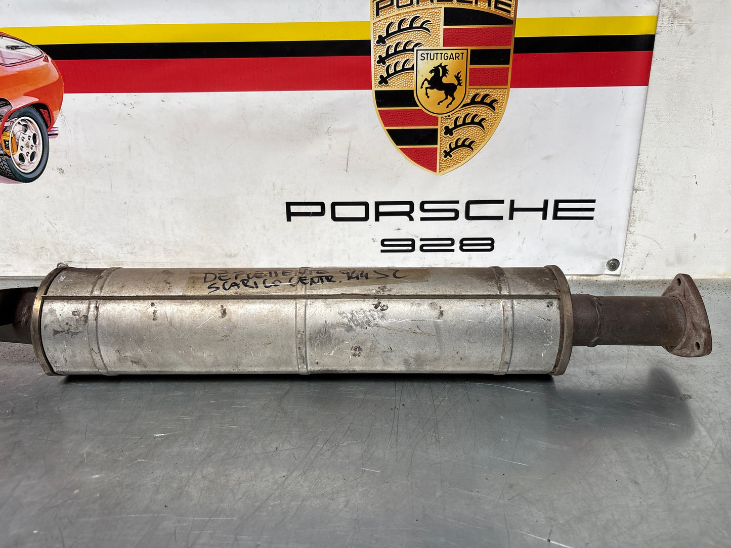 Porsche 944 S2 exhaust middle silencer with down pipe, 94411198502 used, pleas study photos