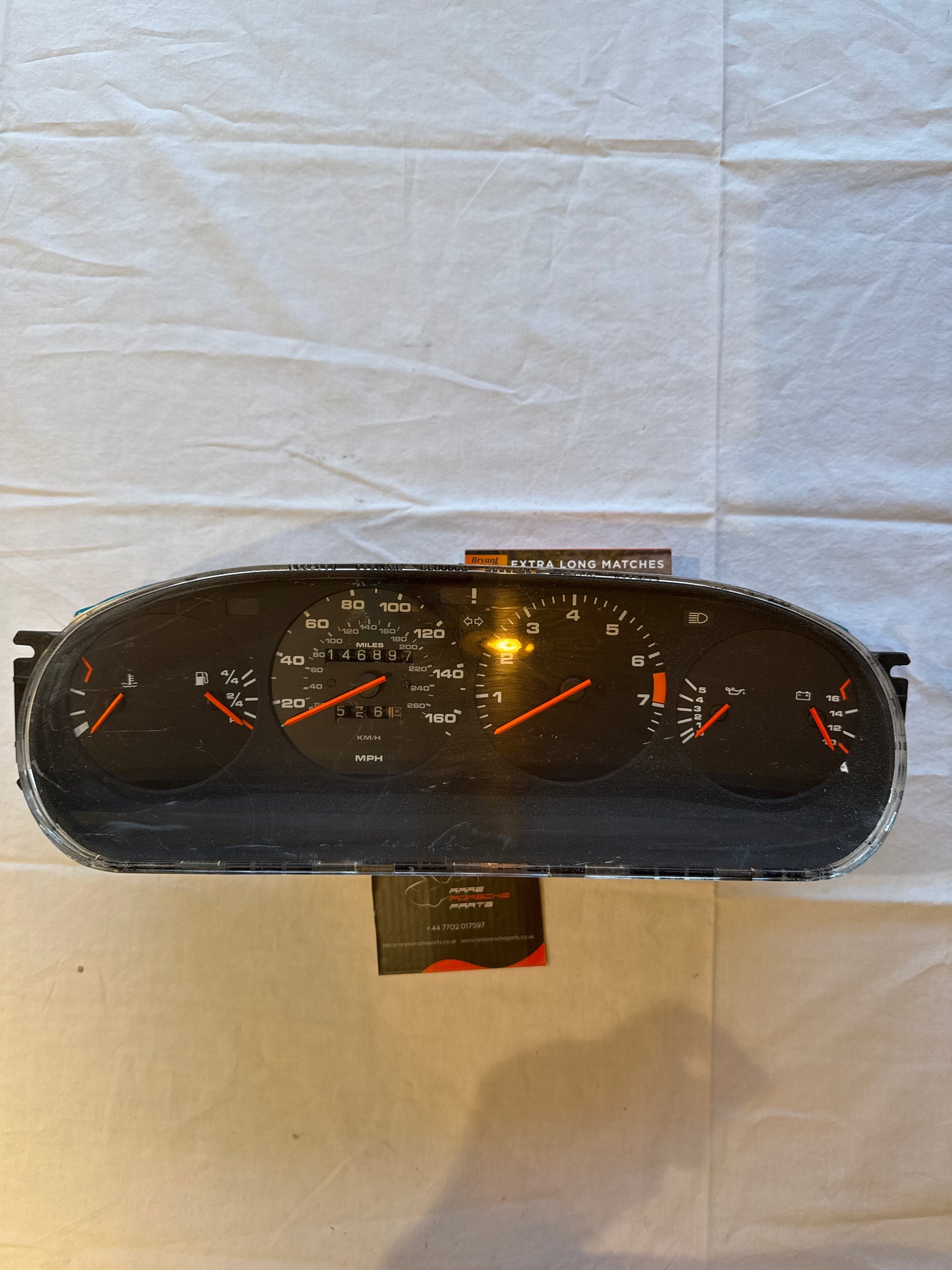 Porsche 944 dash clock binnacle pod speedometer, 94564131106 used 146897 miles plastic screen has some small scratches