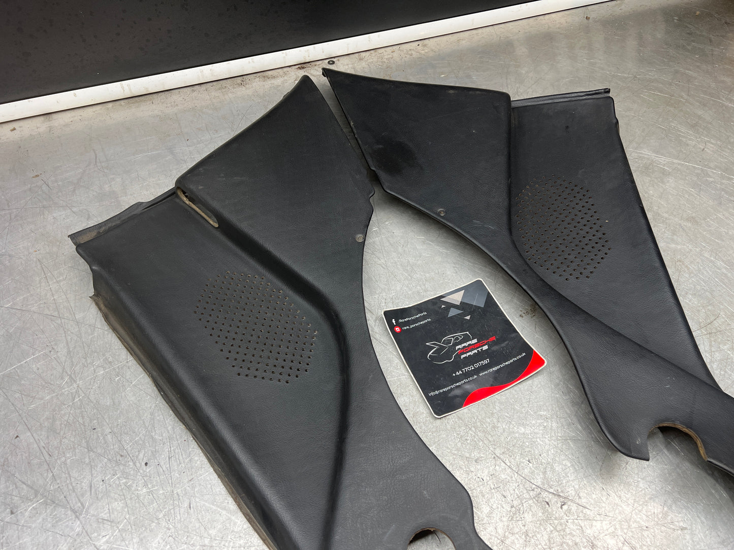 Porsche 944 black rear interior C Post trims/cards. Quarter panel trim used 944555021 944555022