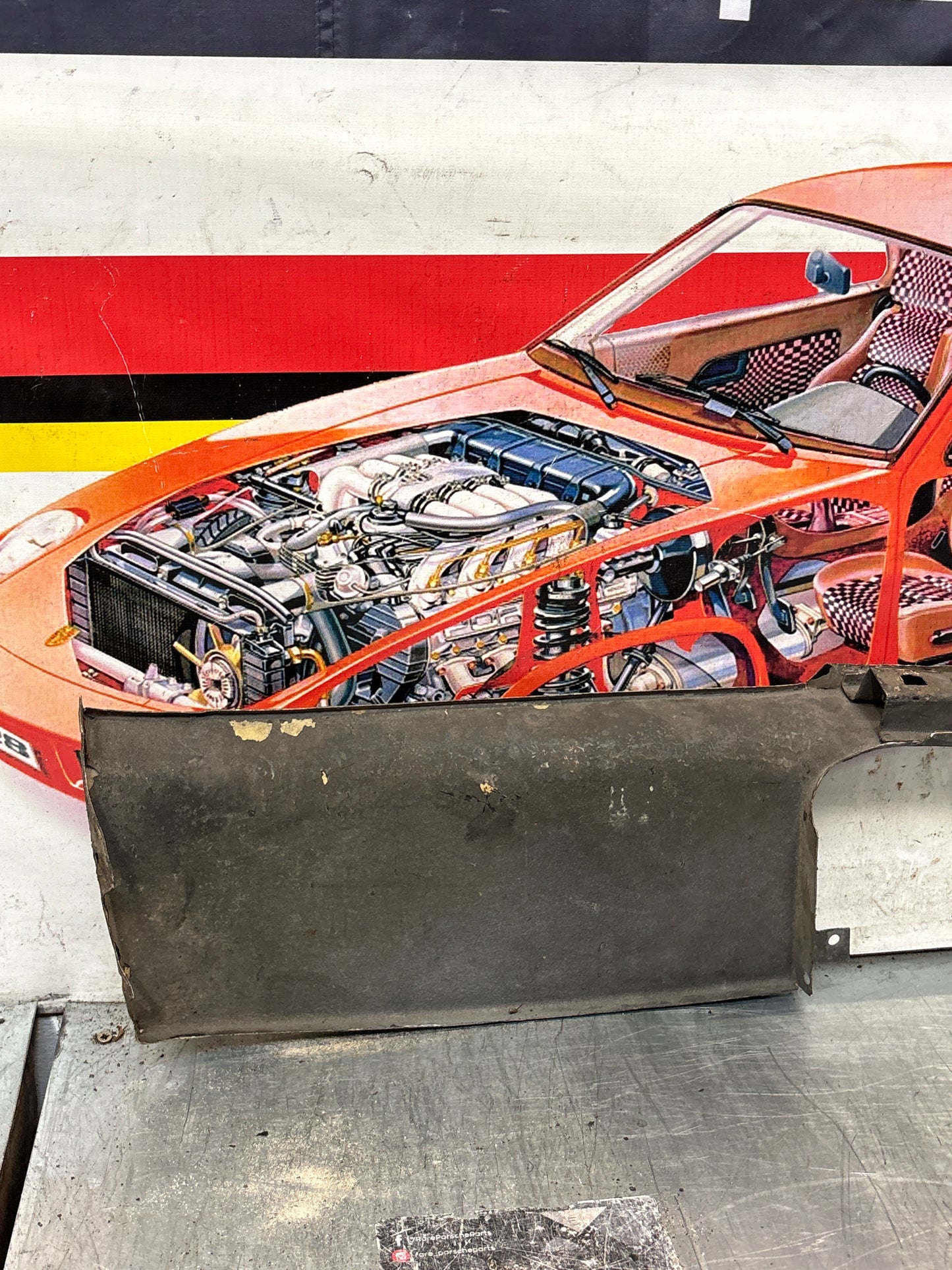 Porsche 924 Lower front valance, used, 94450303501 slightly bent