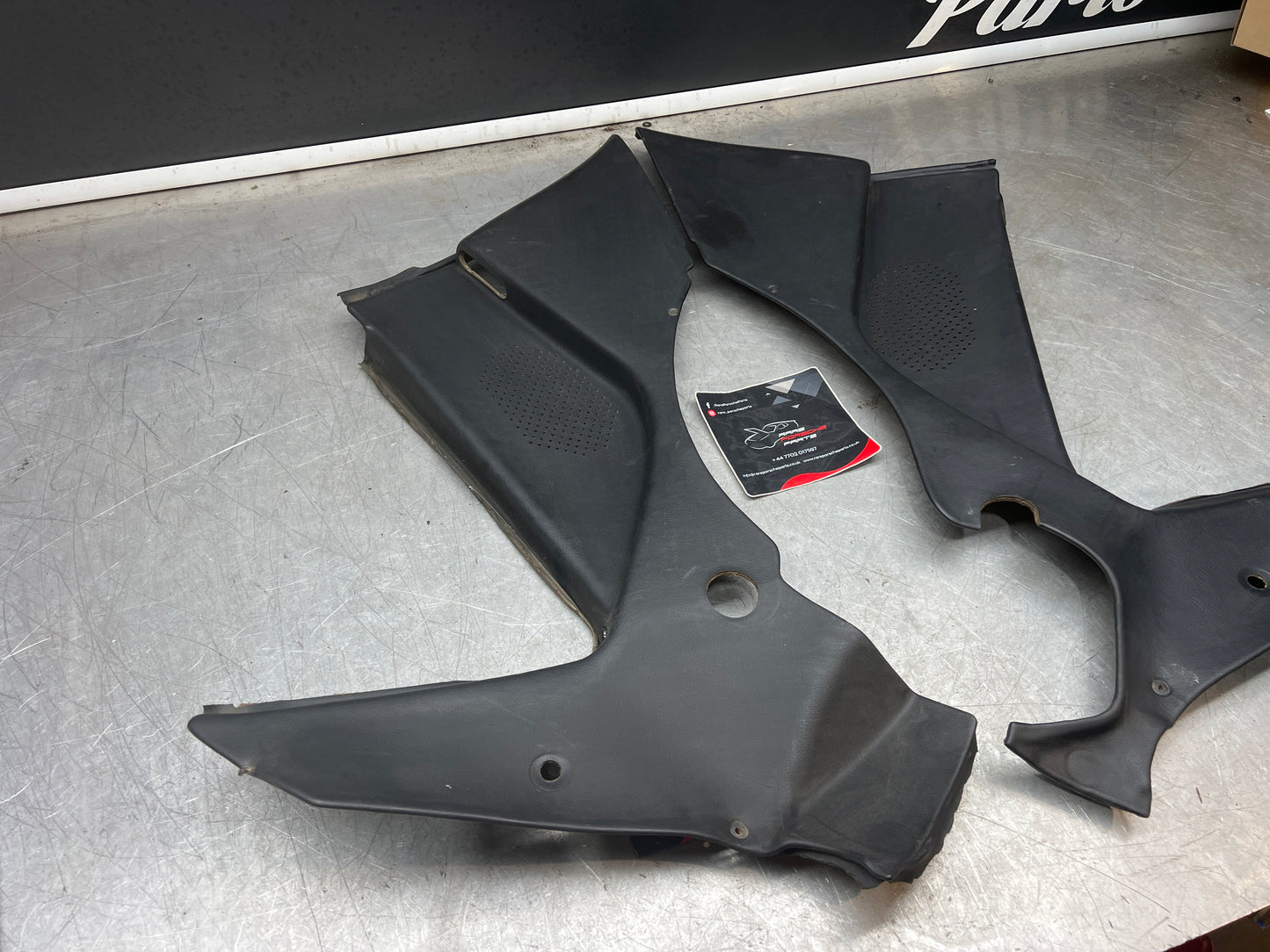 Porsche 944 black rear interior C Post trims/cards. Quarter panel trim used 944555021 944555022
