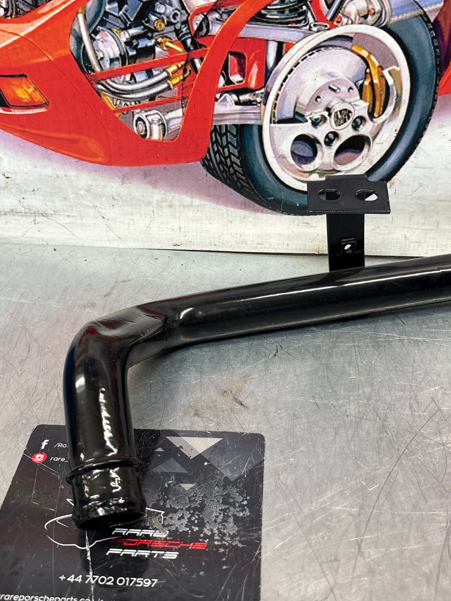 Porsche 924 turbo coolant Water tube pipe 93110605104 powder coated