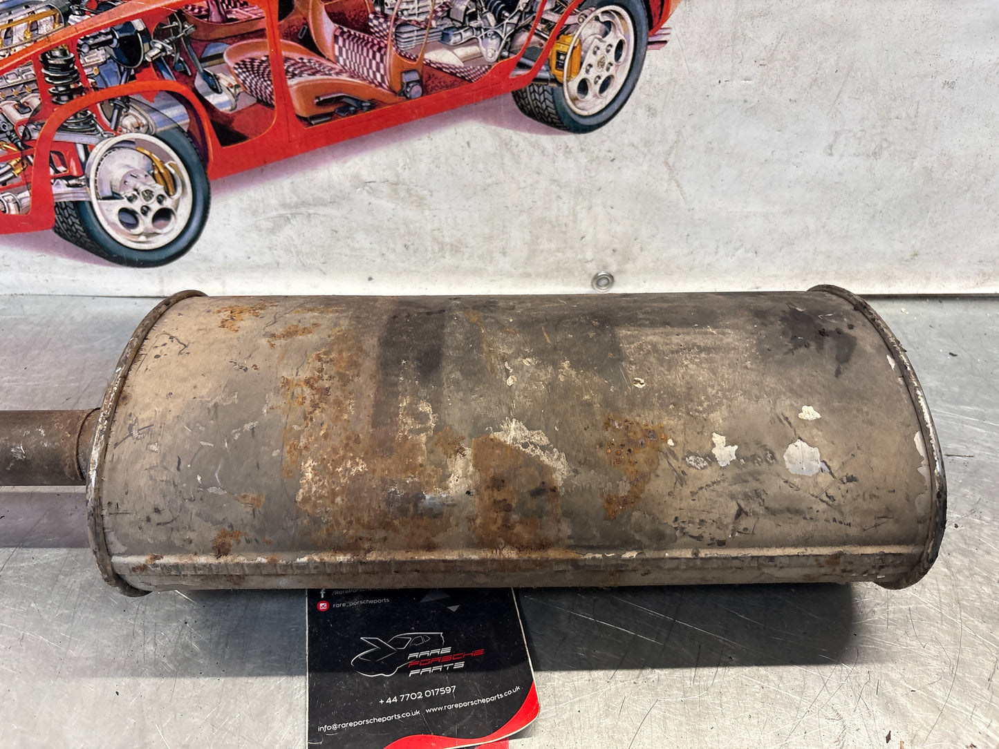 Porsche 924 rear muffler, used 477253127D