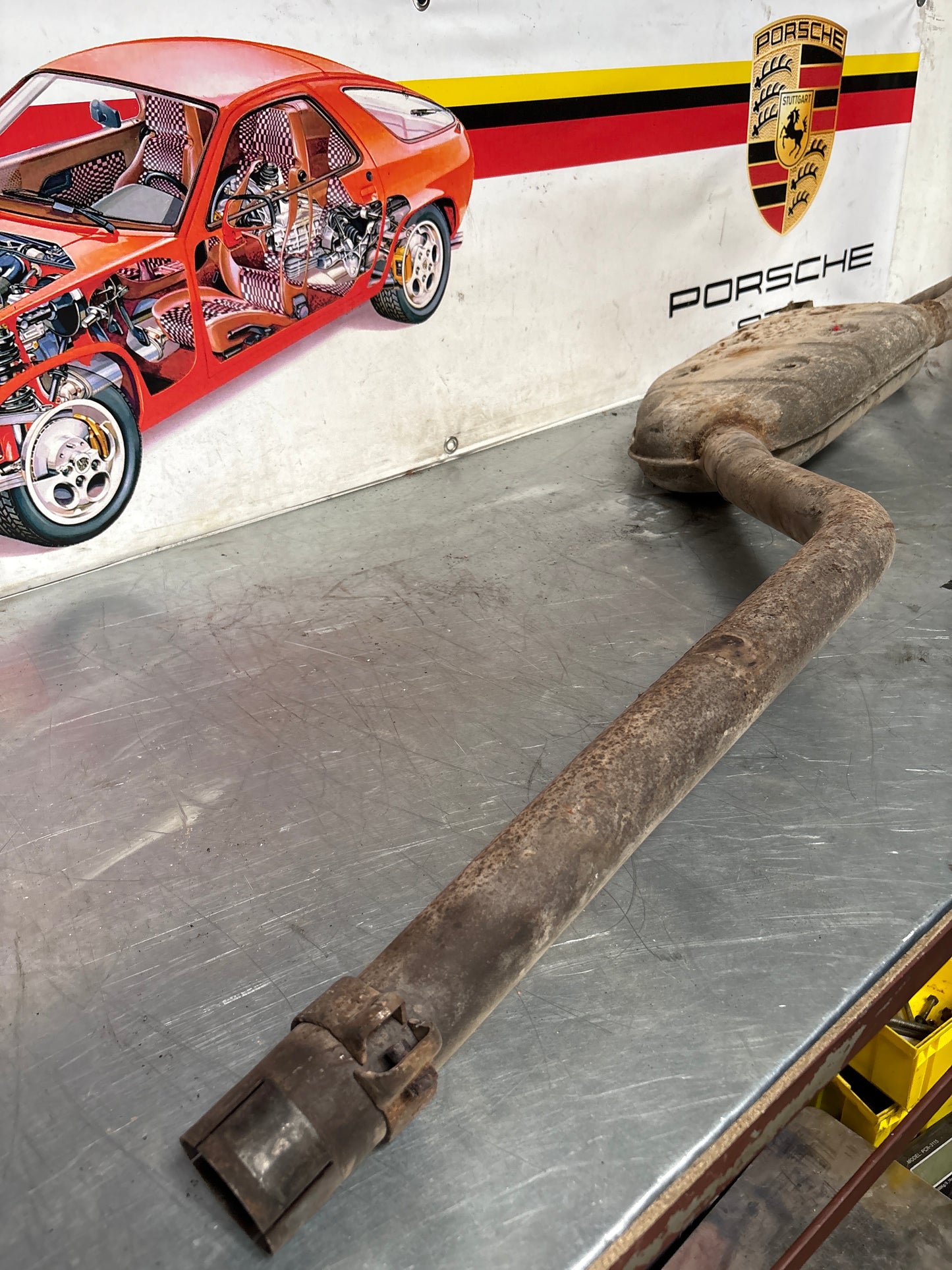Porsche 928 Left side silencer, used 92811109301