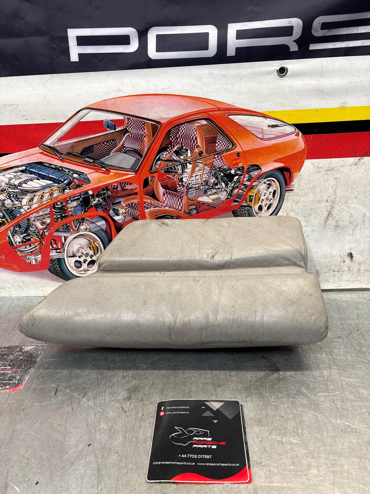 Porsche 928 rear right seat cushion, grey, leather, used 92852206051