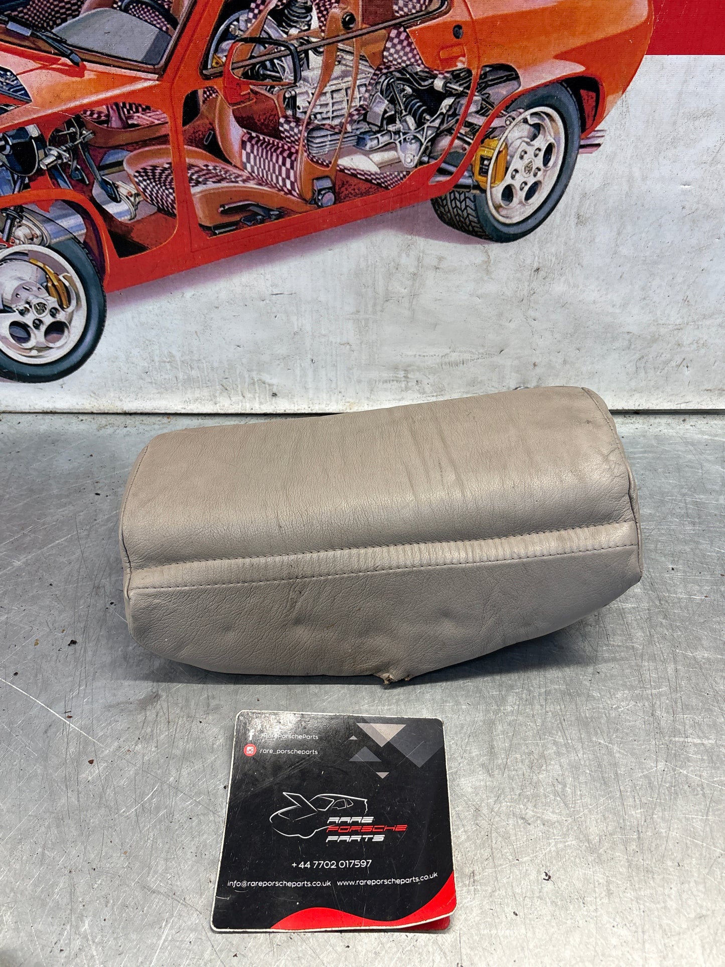 Porsche 928 rear left seat upper cushion, leather, grey, used 92852204550