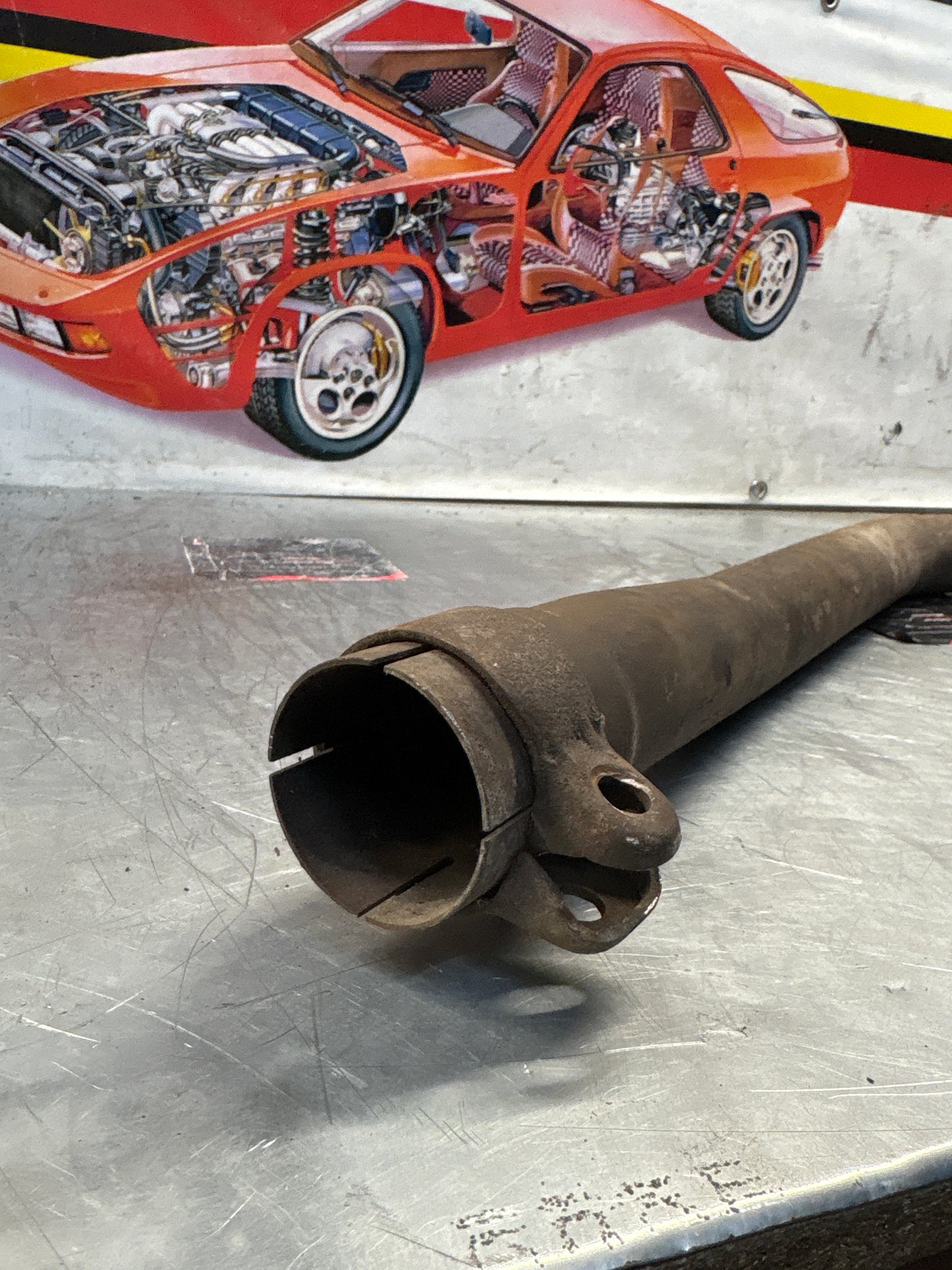 Porsche 928 S4 left middle silencer, used 92811109303