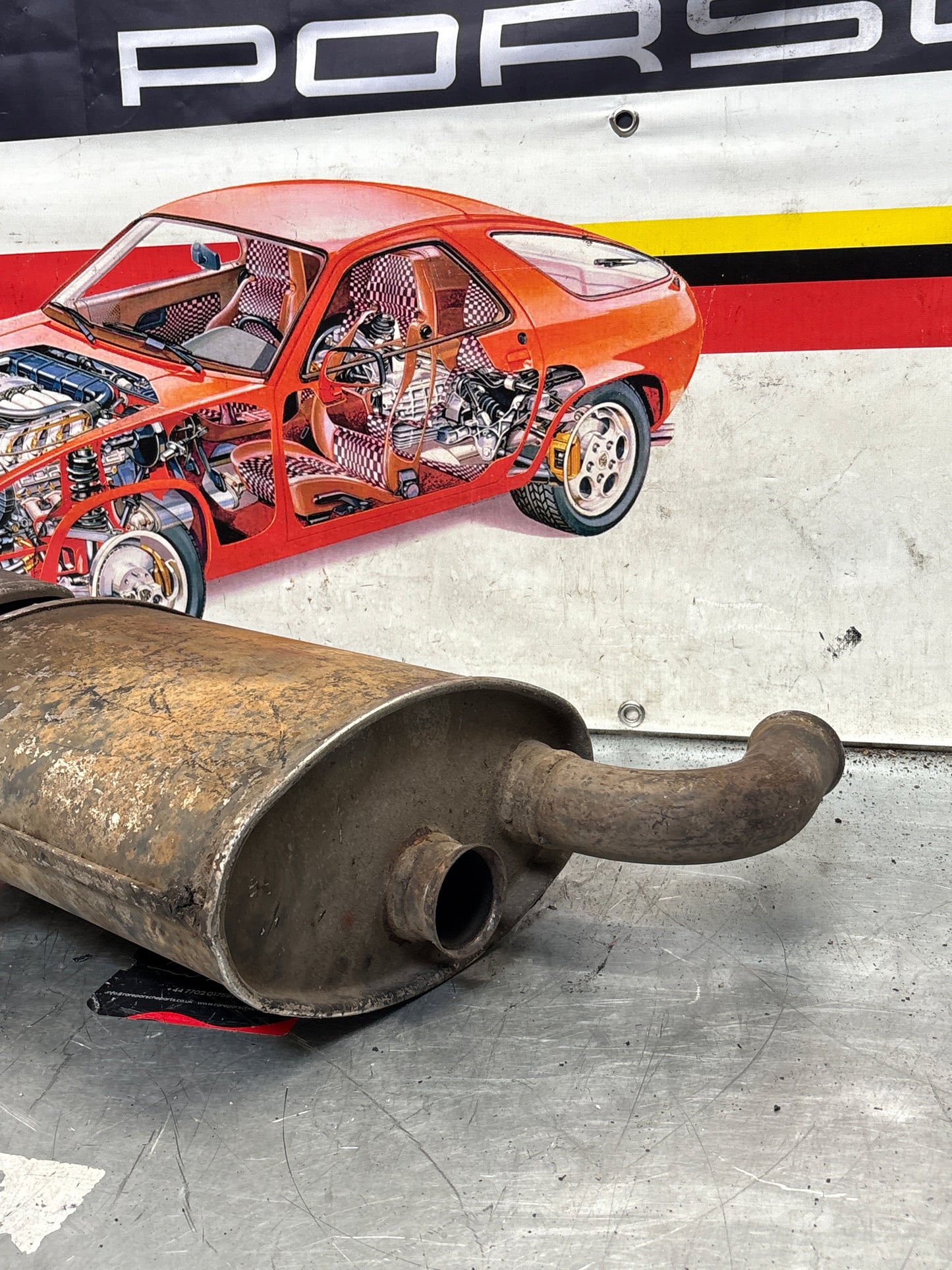 Porsche 928 rear exhaust box, used 92811109701