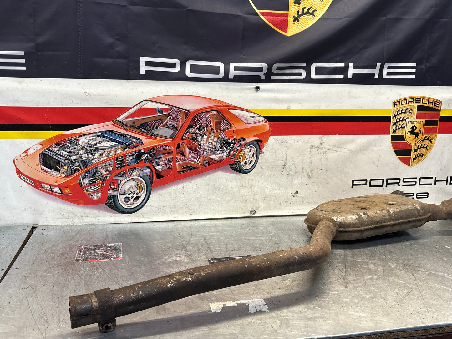 Porsche 928 Left side silencer, used 92811109302