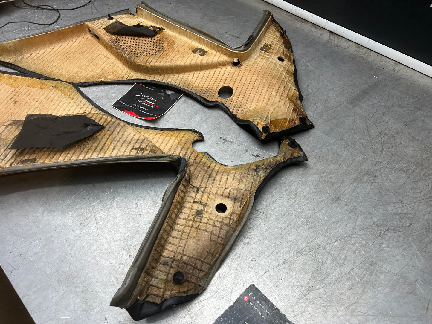 Porsche 944 black rear interior C Post trims/cards. Quarter panel trim used 944555021 944555022