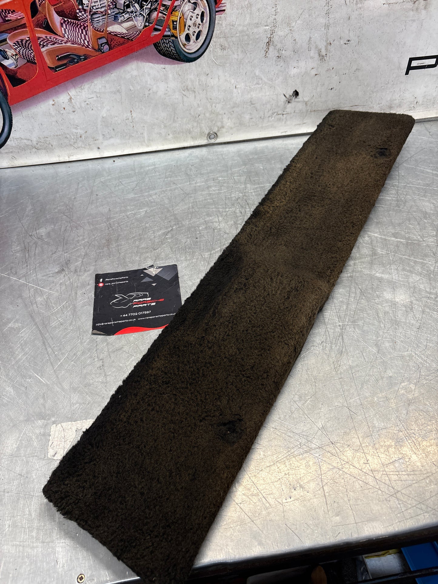 Porsche 928 black carpeted Tool kit panel cover, used 92855118105