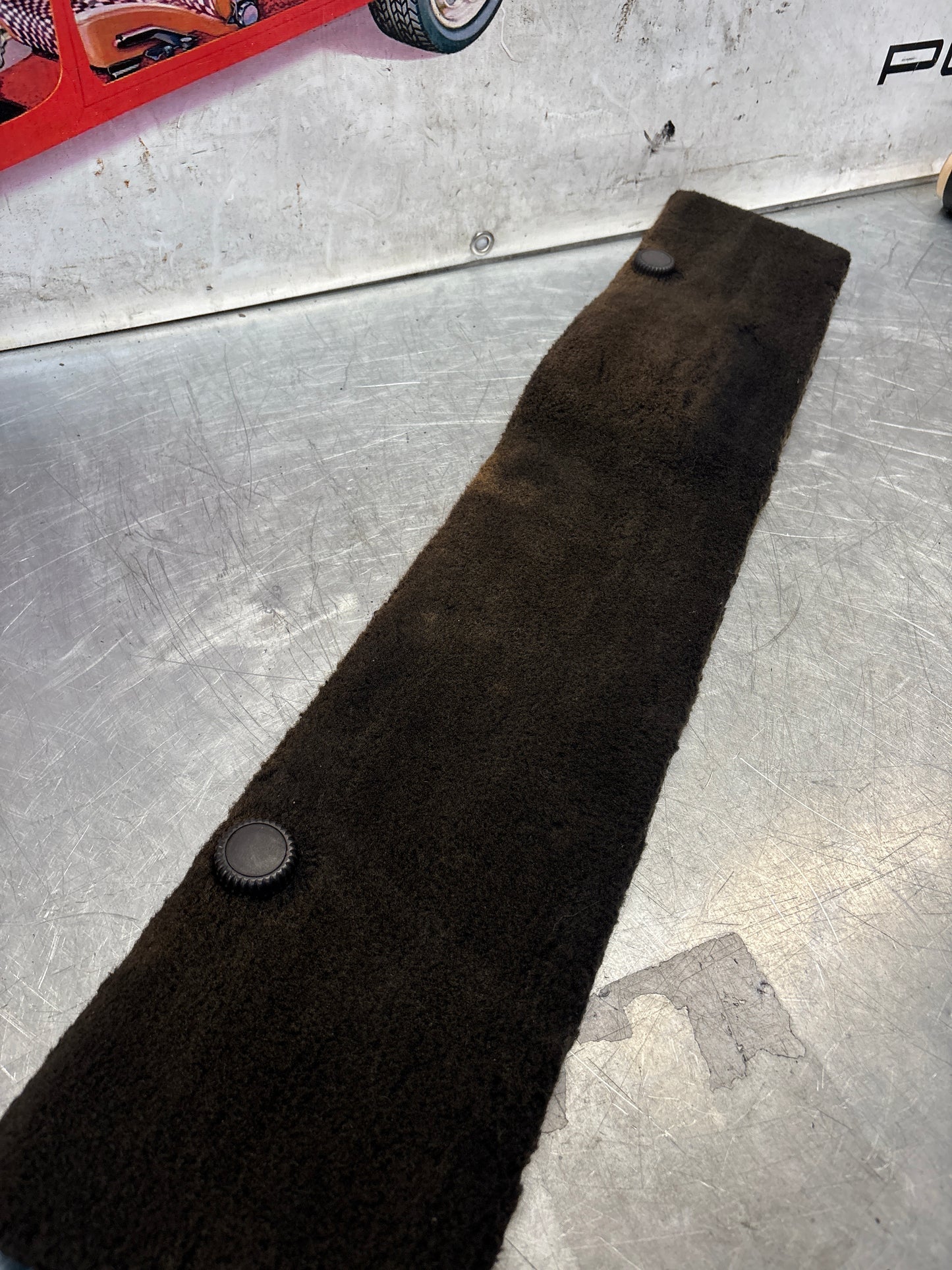 Porsche 928 black carpeted Tool kit panel cover, used 92855118105