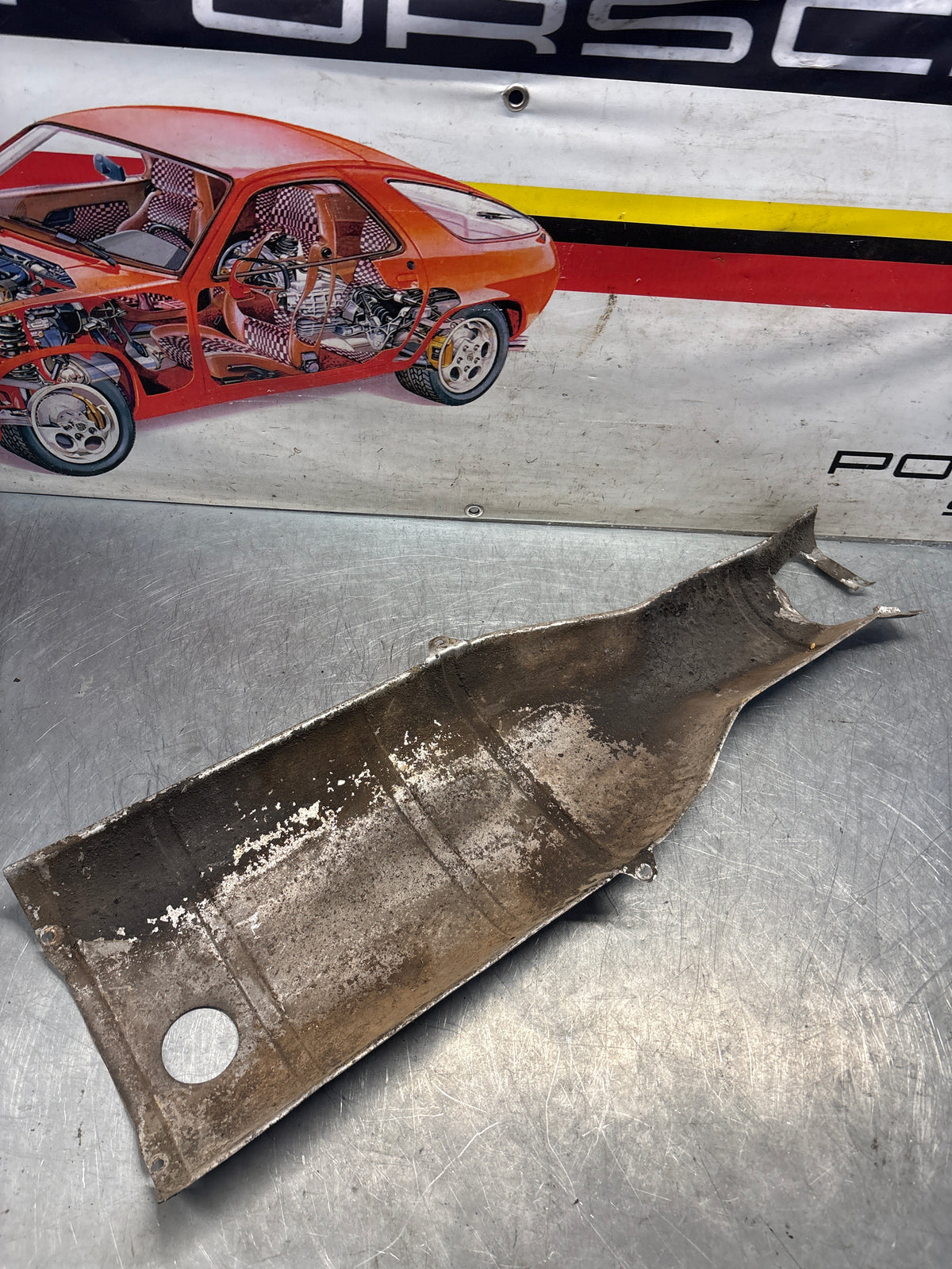 Porsche 928 heat protection plate, 92850449101, used