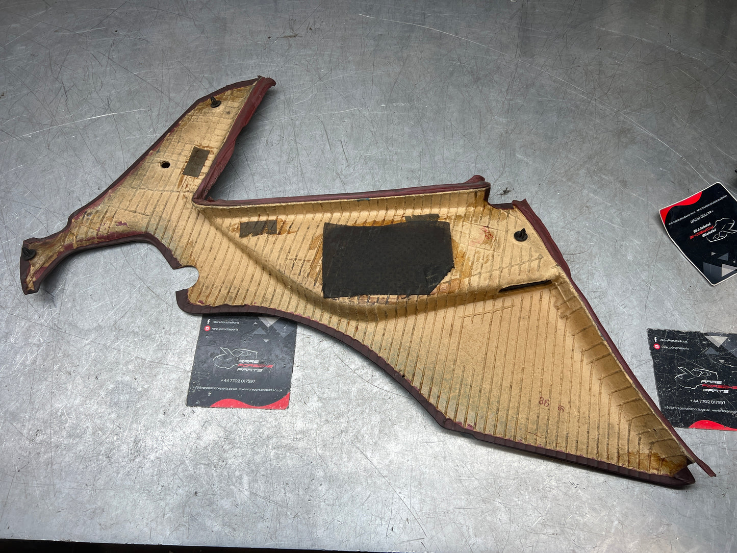 Porsche 944 burgundy rear interior C Post trim/card. Quarter panel trim used 944555021