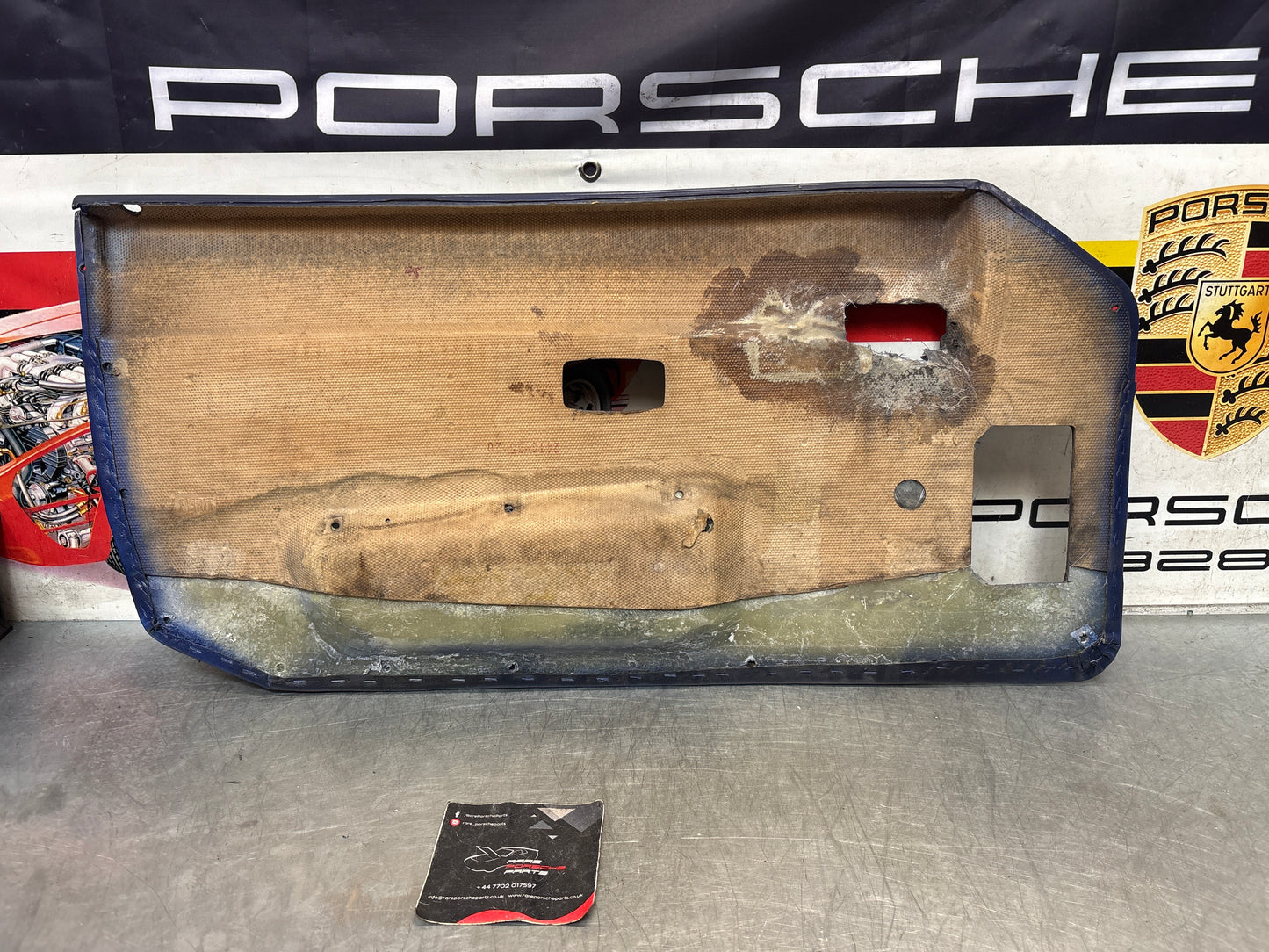 Porsche 944 blue door card, right  94455501801 refurbished, repainted.