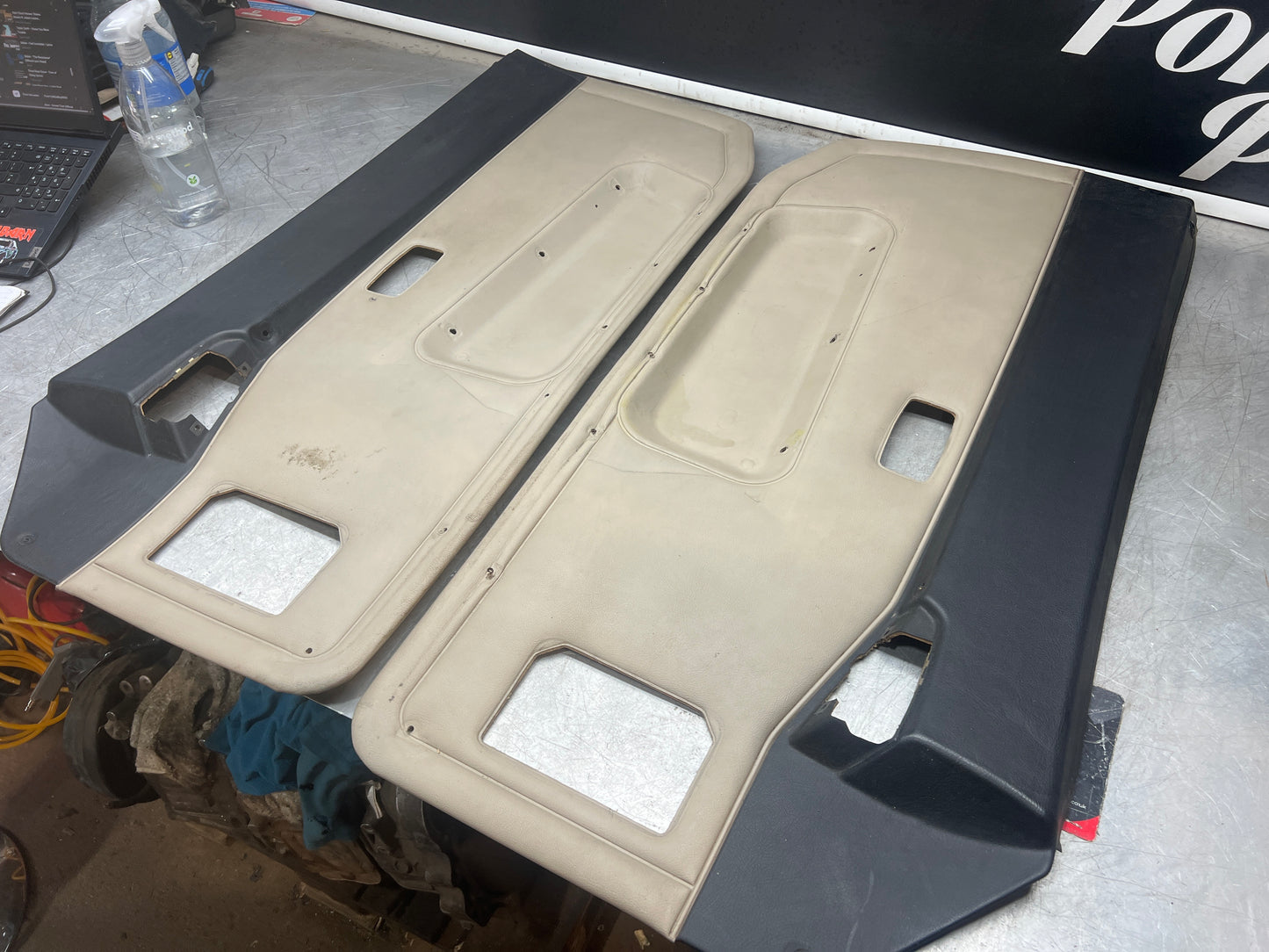 Pair Of Porsche 944 black / cream / white door cards 94455501701 94455501801 used, nice condition.