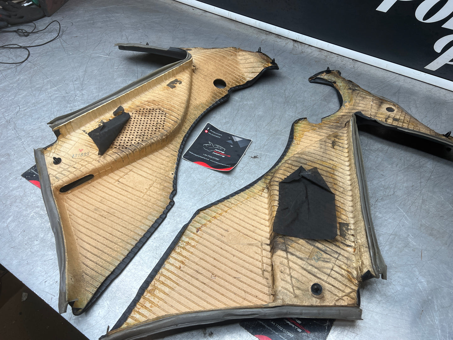 Porsche 944 black rear interior C Post trims/cards. Quarter panel trim used 944555021 944555022