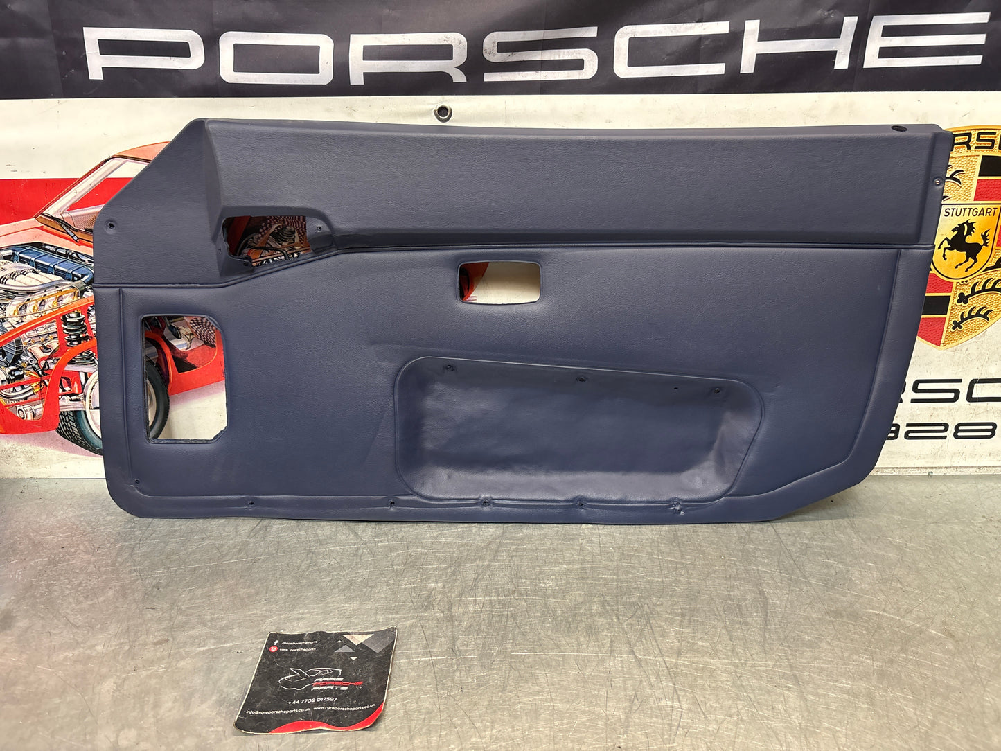 Porsche 944 blue door card, right  94455501801 refurbished, repainted.