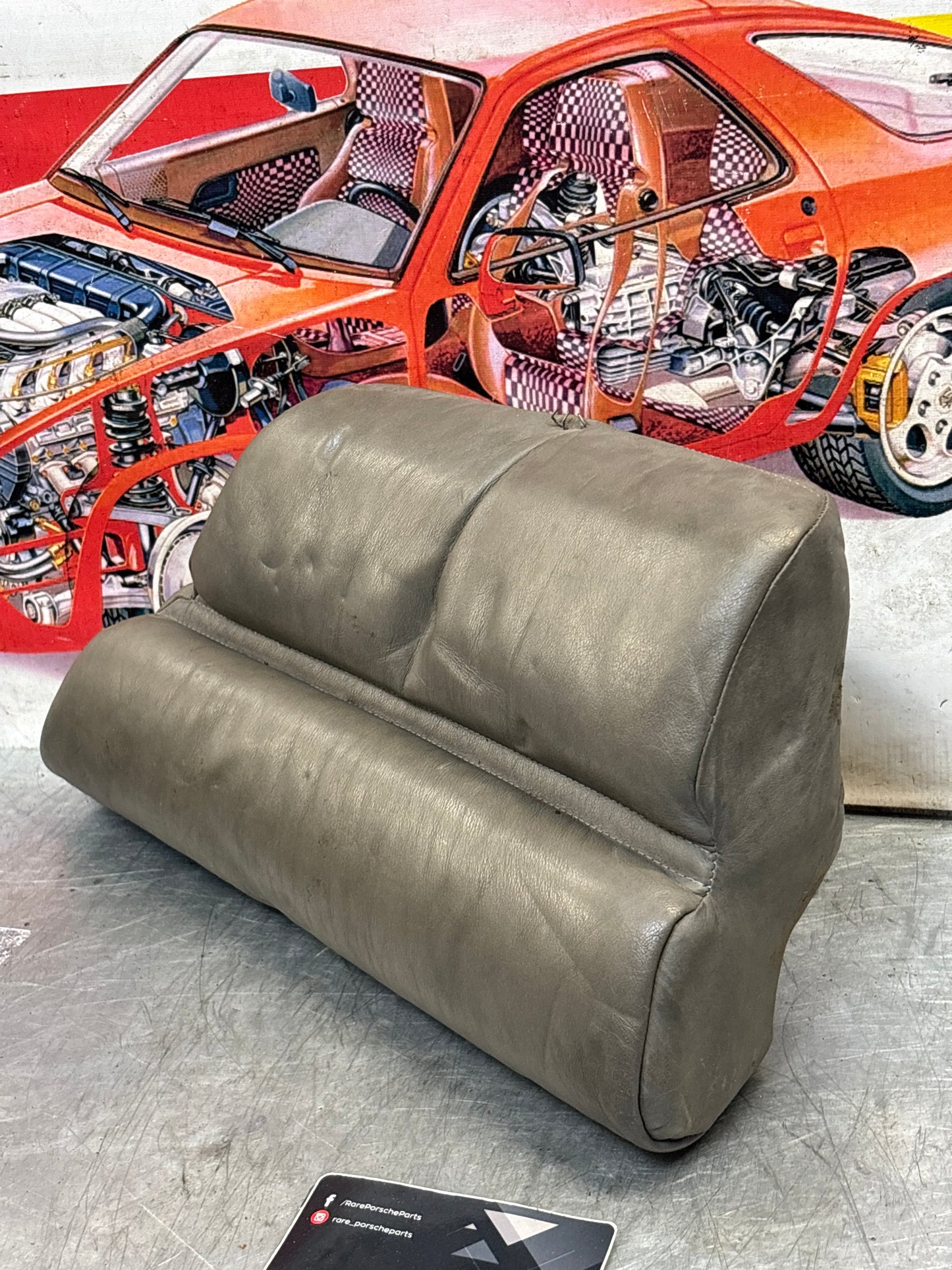 Porsche 928 rear right seat cushion, grey, leather, used 92852206051