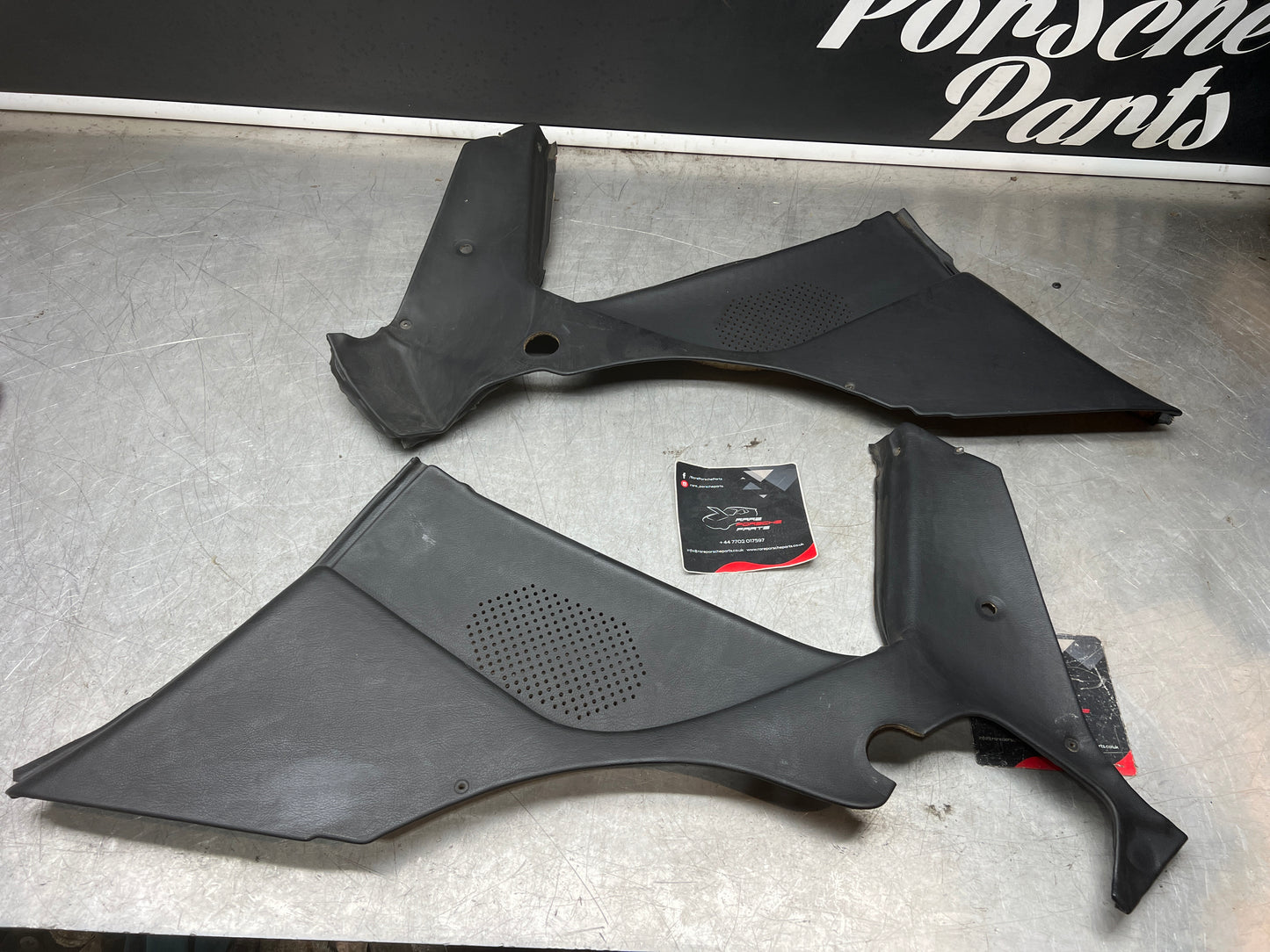 Porsche 944 black rear interior C Post trims/cards. Quarter panel trim used 944555021 944555022