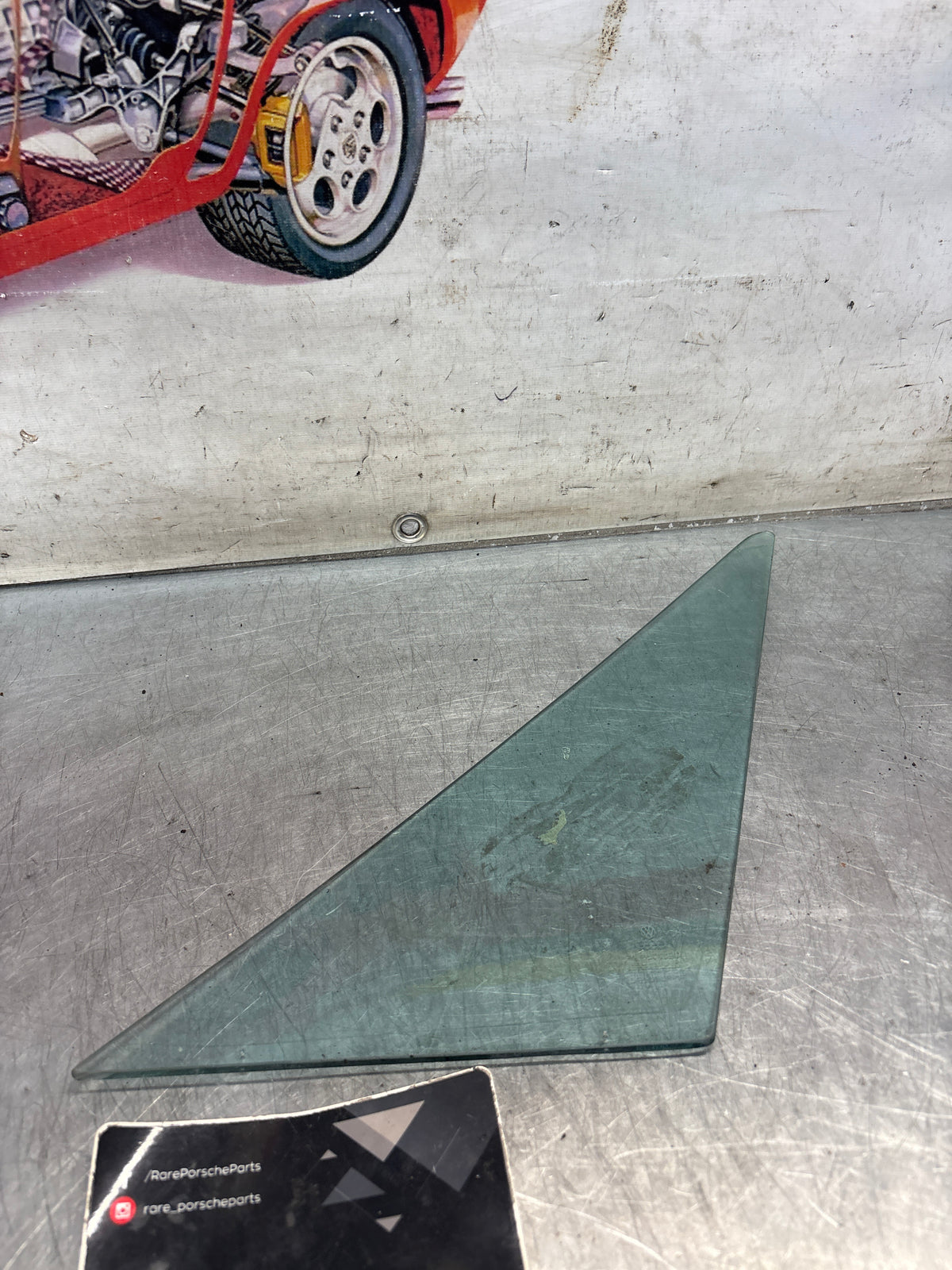 Porsche 914 heat protection side window glass, used, right side 91454202610
