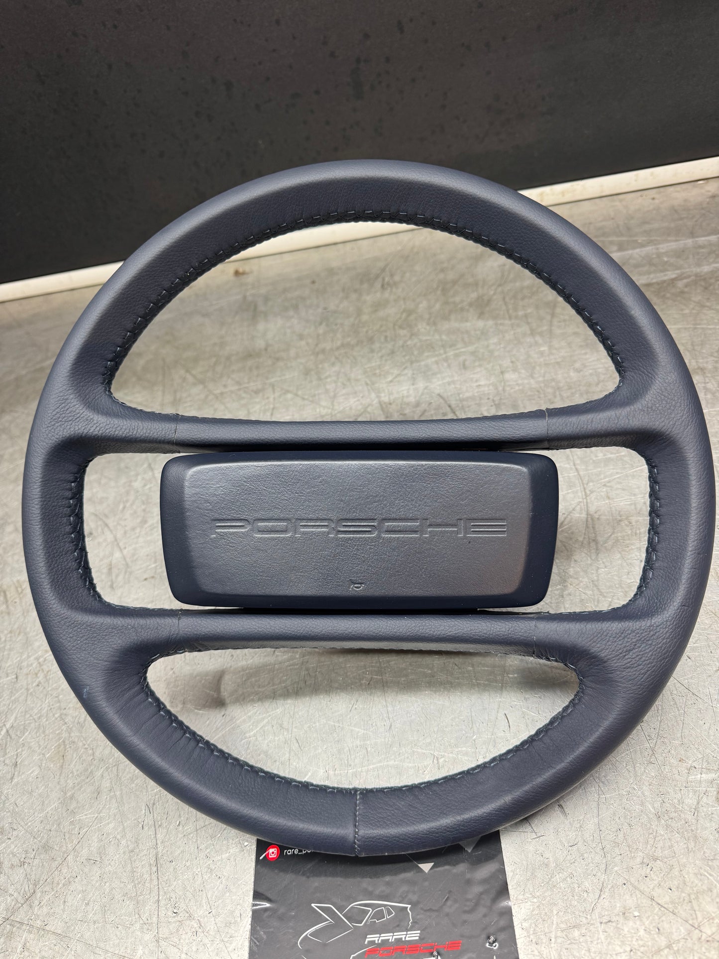 Porsche 944 blue leather steering wheel, refurbished. 94434708402