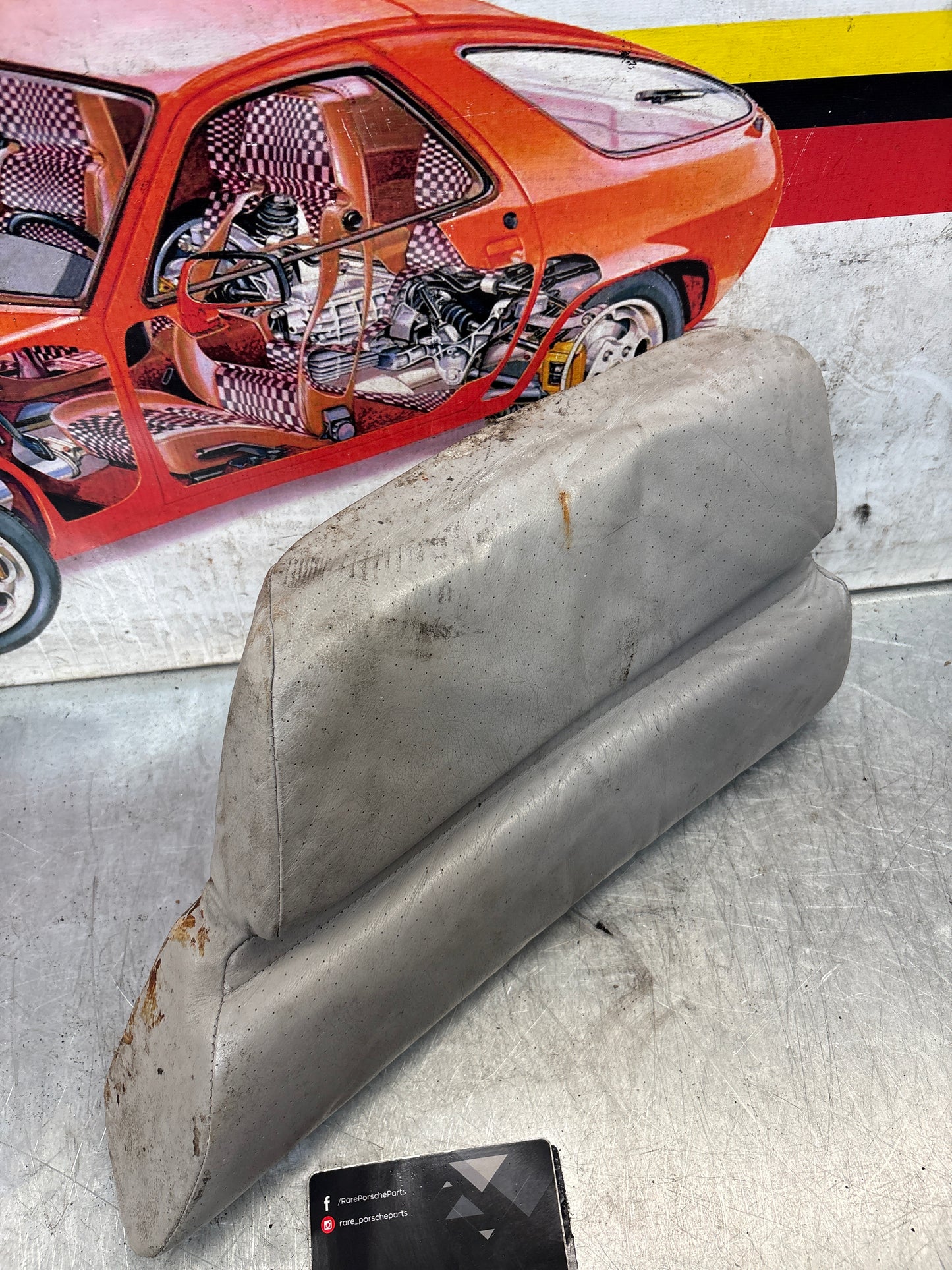 Porsche 928 rear right seat cushion, grey, leather, used 92852206051