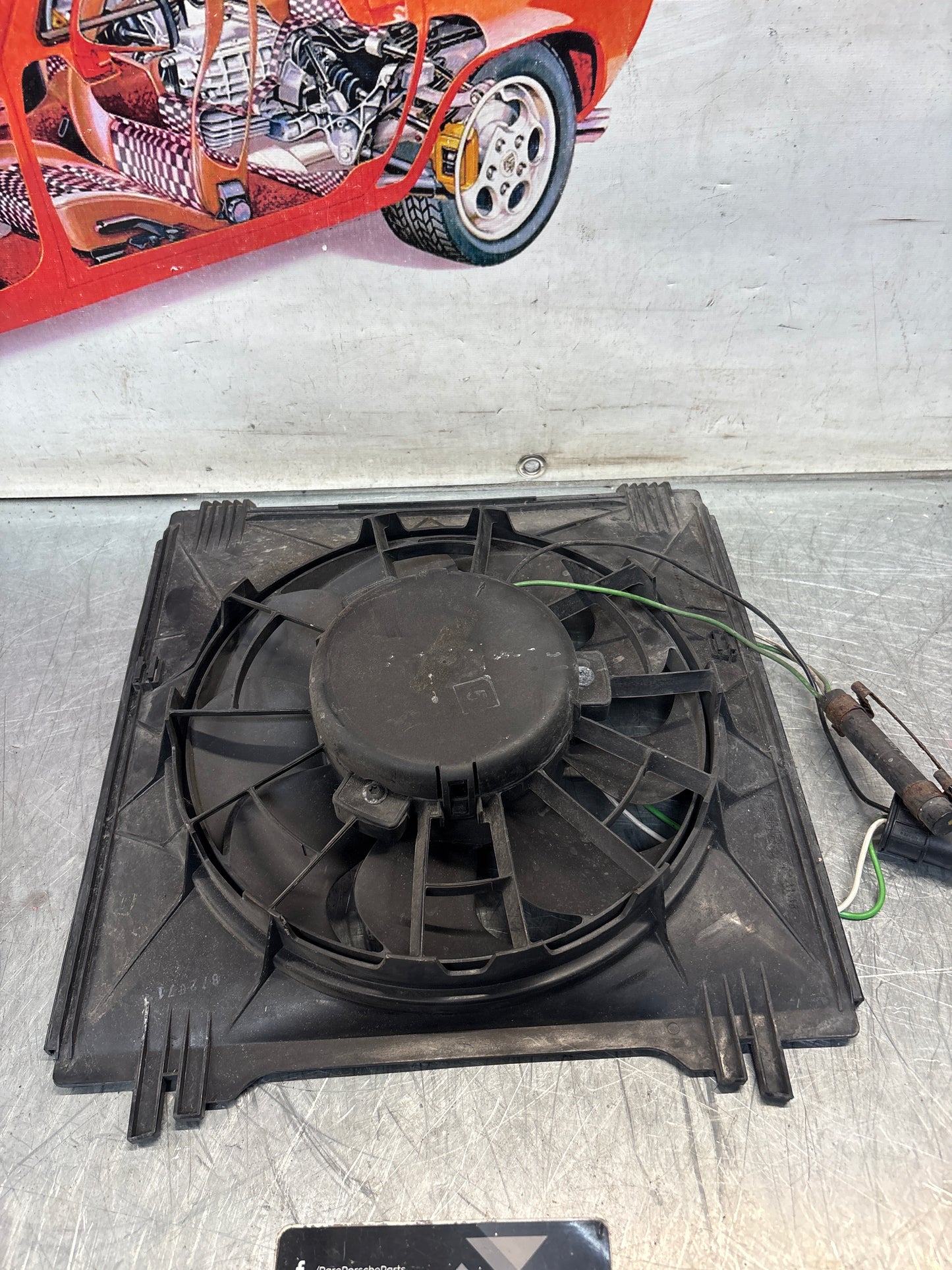 Porsche Boxster front left radiator fan motor, used, tested 99662403501