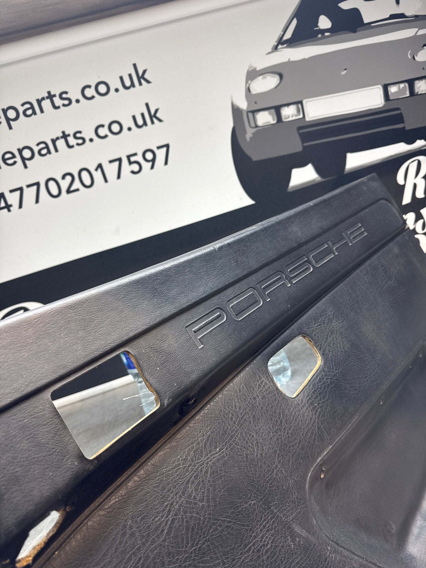 Porsche 924/944 early Porsche scripted door card used right side, Rhd, Fibreglass repaired 478867012