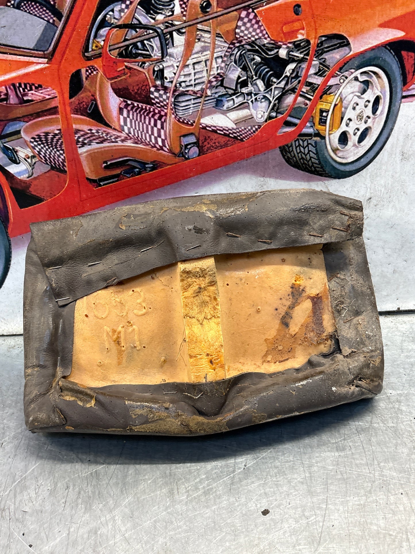 Porsche 928 rear right seat upper cushion, leather, brown, used 92852204650