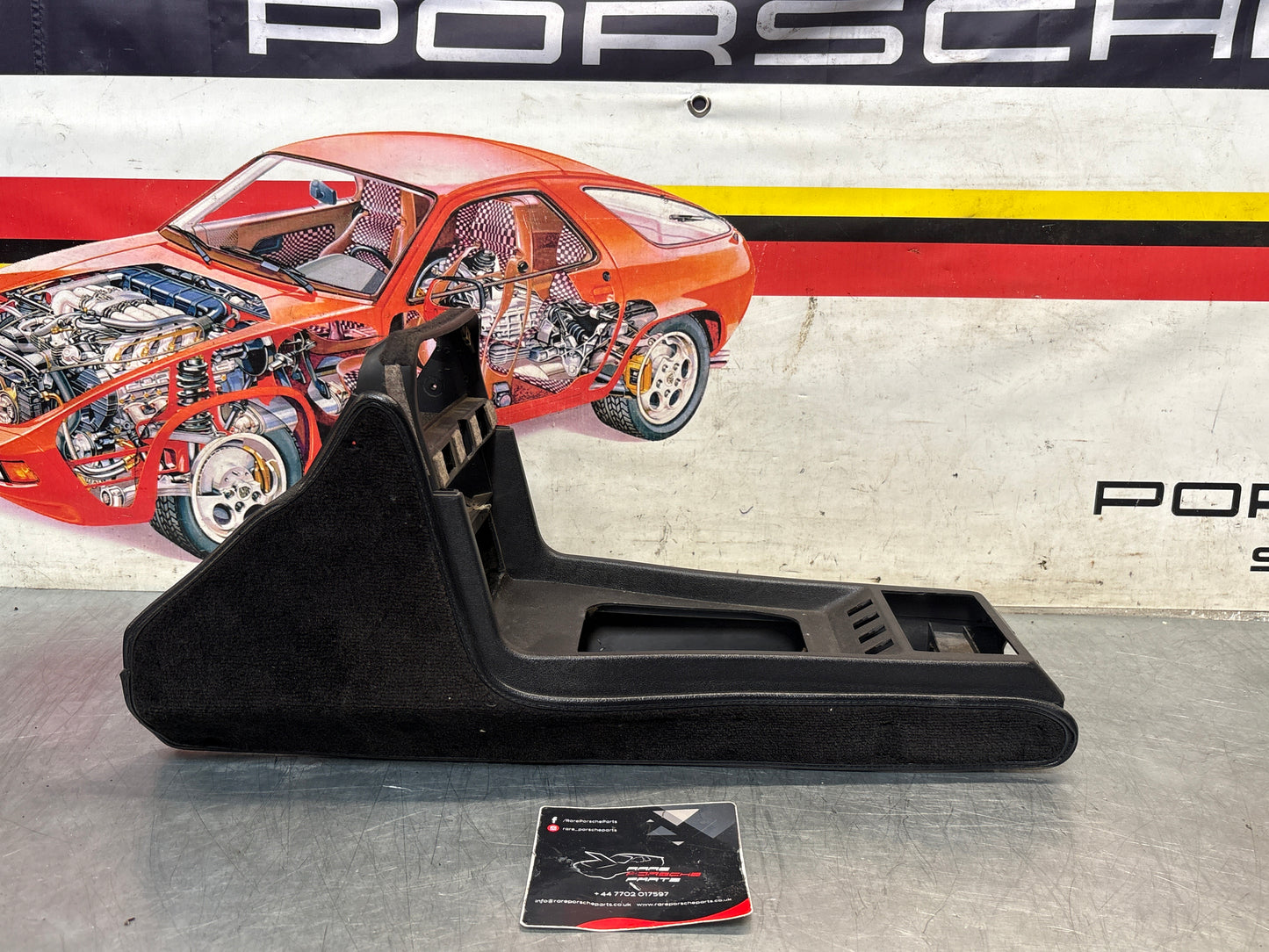 Porsche 924 centre console black, no switch holes 477857951  used