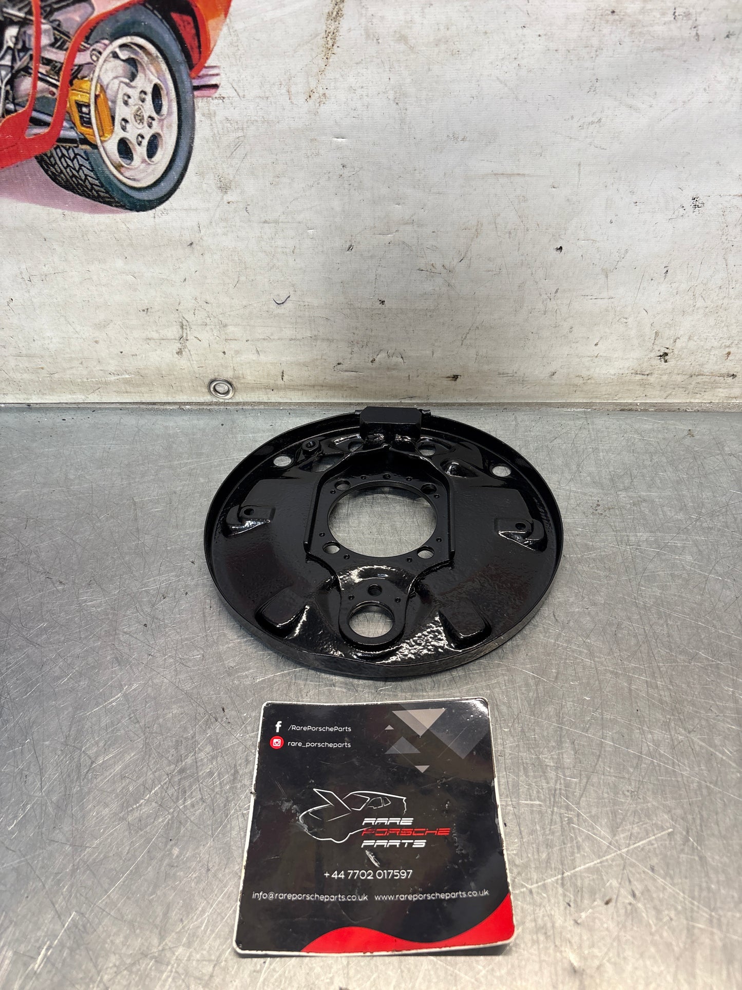 Porsche 924 rear right brake dust shield, refurbished 113609440E