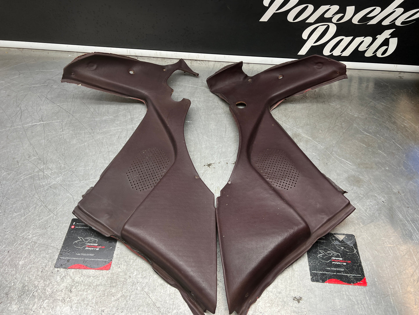 Porsche 944 burgundy rear interior C Post trims/cards. Quarter panel trim used 94455502101 94455502201