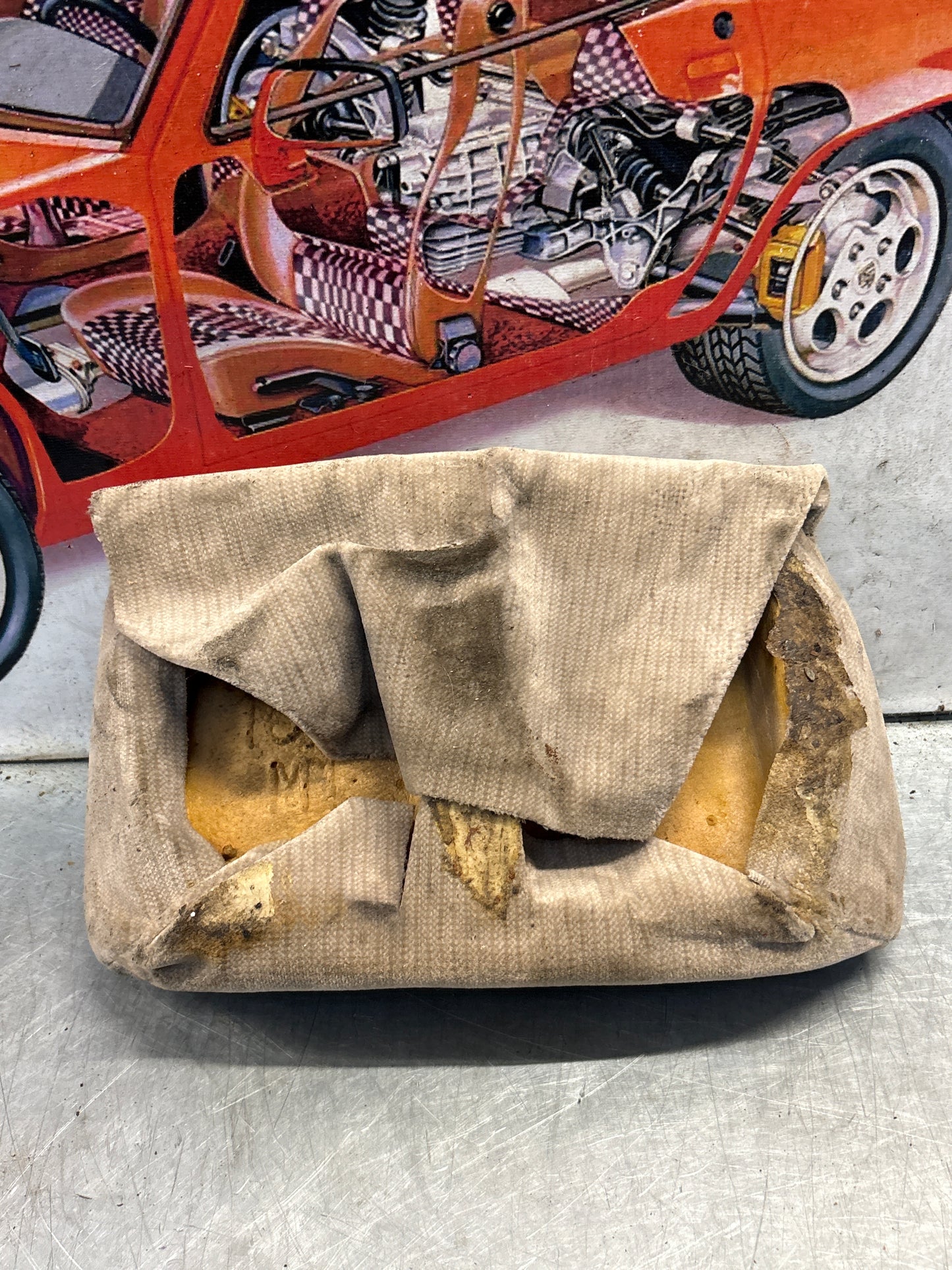 Porsche 928 rear right seat centre cushion, carpeted beige pinstripe, used 92852208851