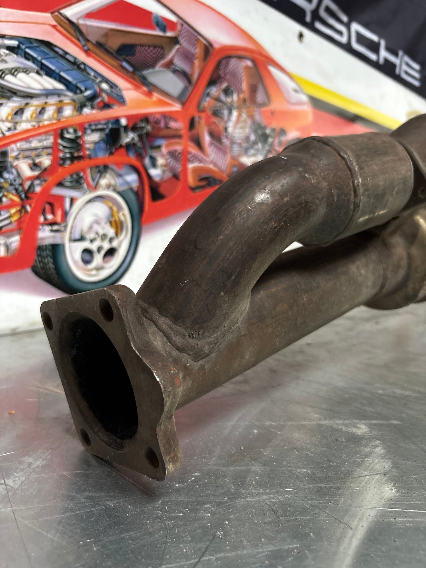 Porsche 944 Turbo front exhaust catalytic converter, used 95111109411