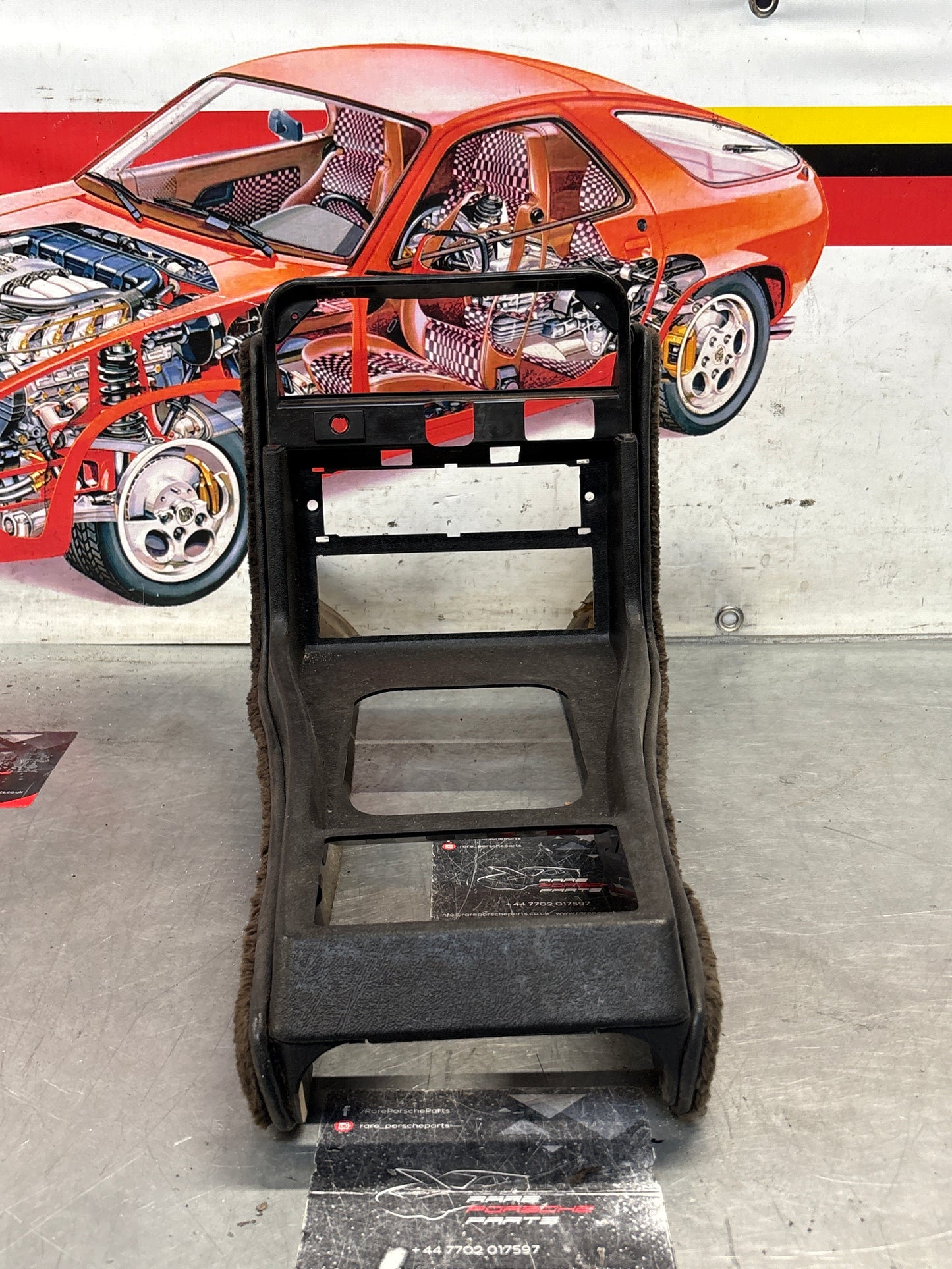 Porsche 924 centre console black, no switch holes 477857951  used