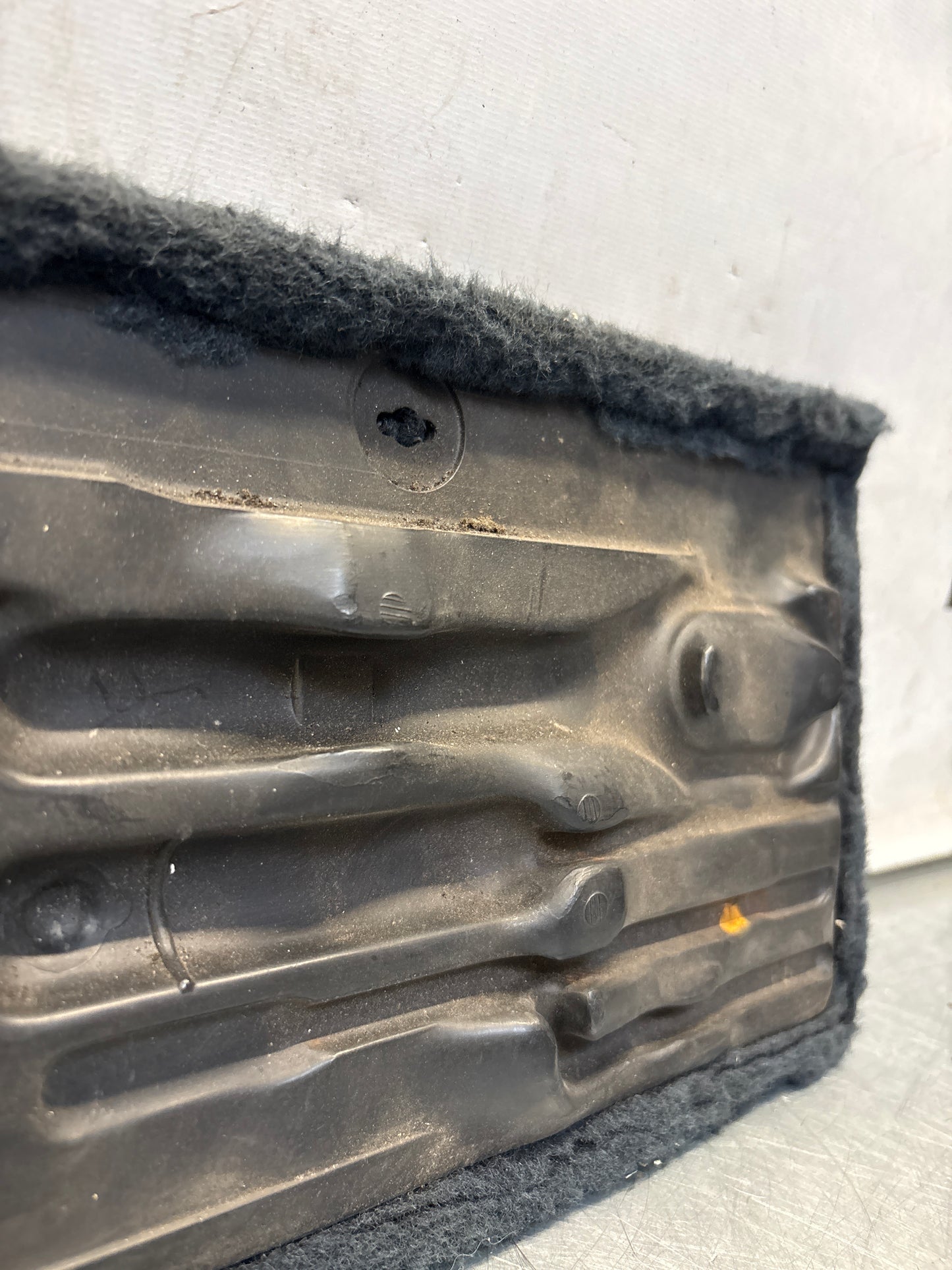 Porsche 928 black carpeted Tool kit panel cover, used 92855118106