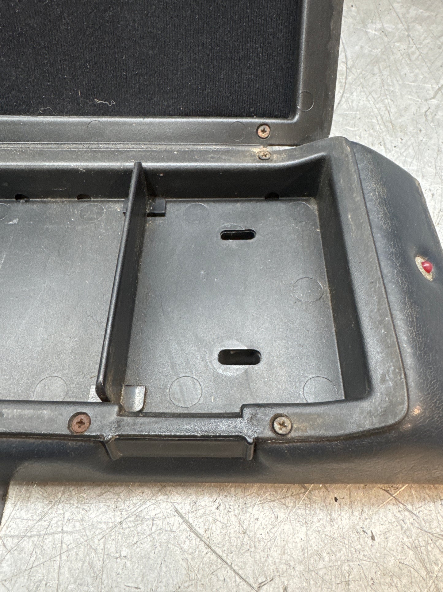 Porsche 928 92755572903 Central armrest cassette compartment black, used RHD