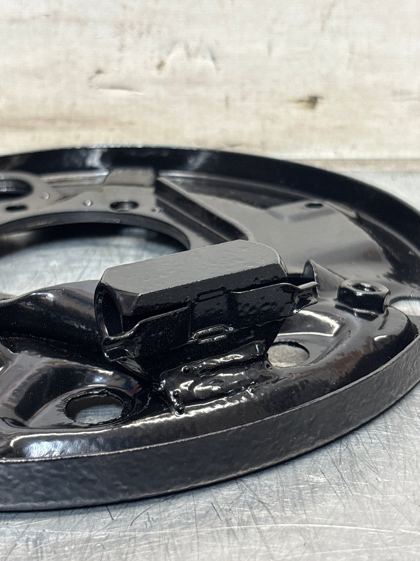 Porsche 924 rear right brake dust shield, refurbished 113609440E