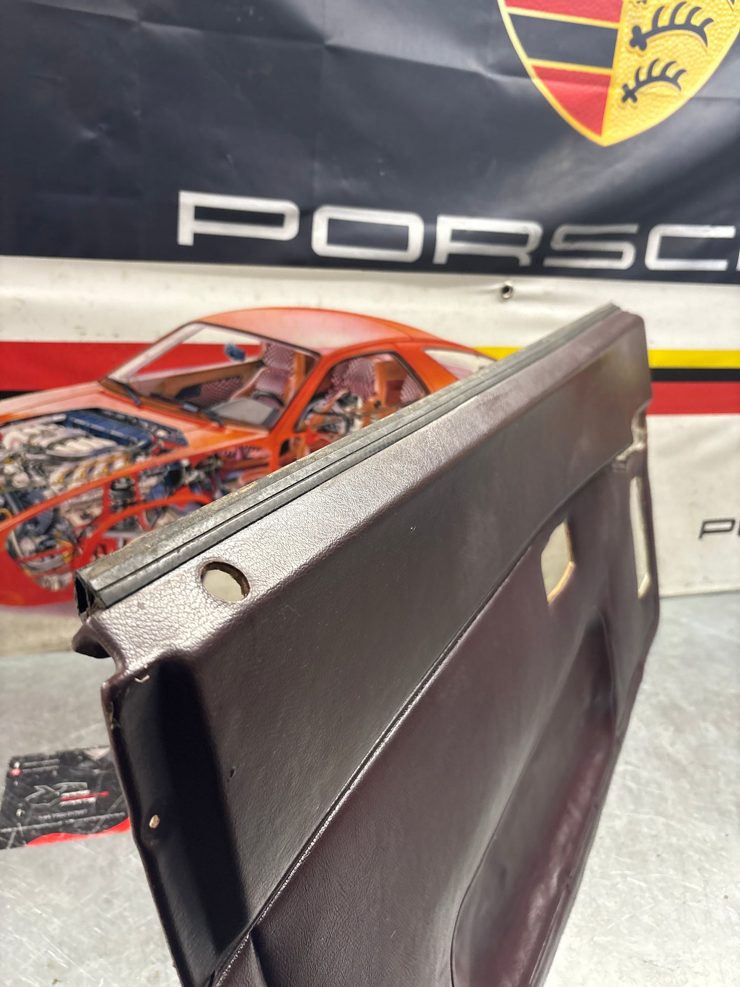 Porsche 944 left burgundy  door card for late cars from 85.5 944555017