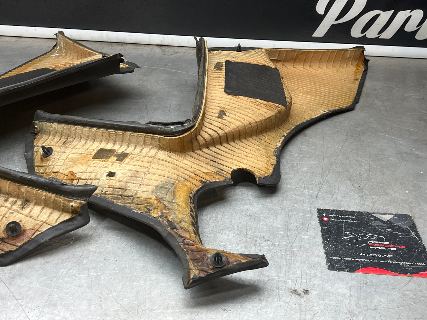 Porsche 944 black rear interior C Post trims/cards. Quarter panel trim used 944555021 944555022