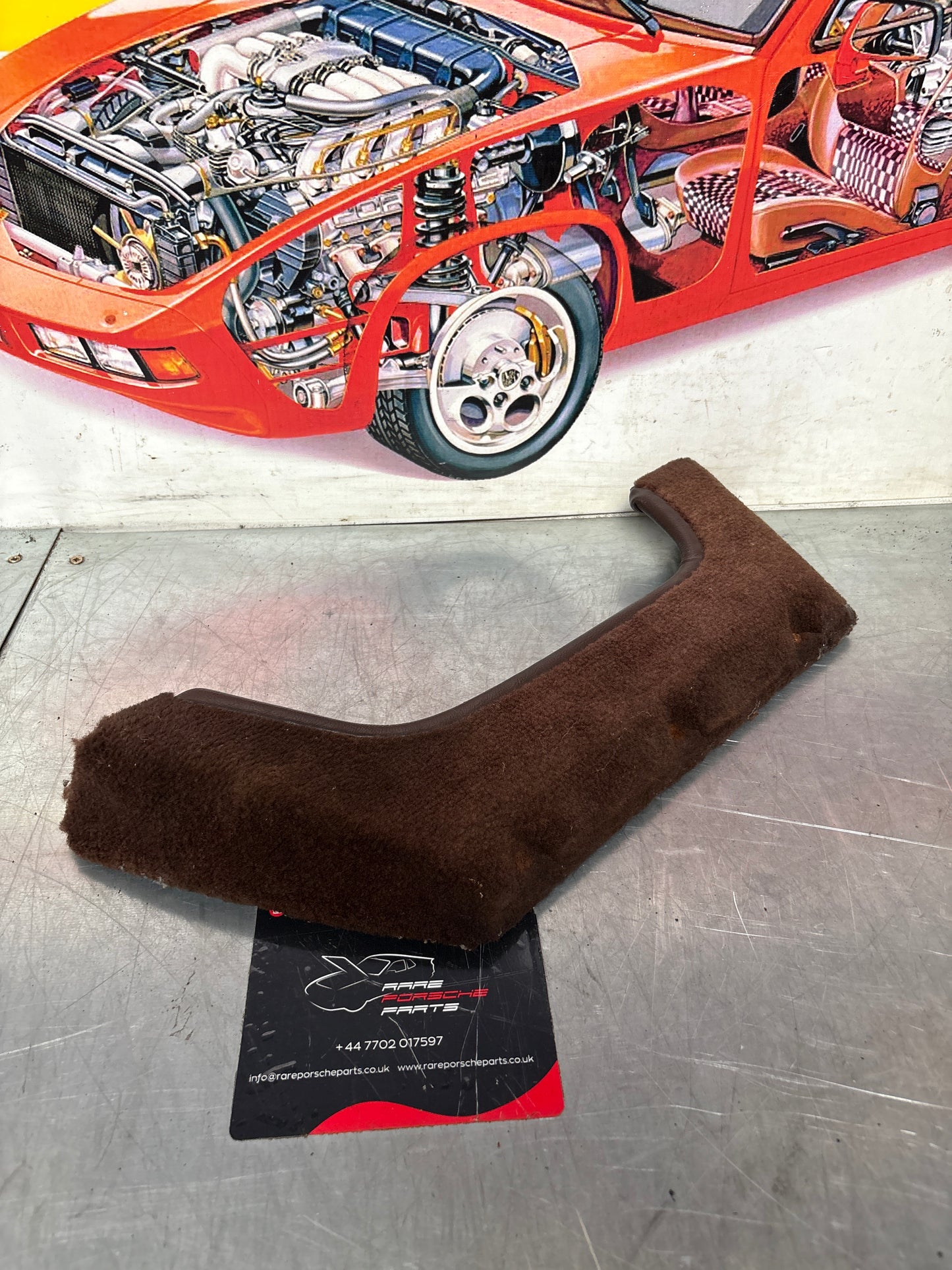 924/944 right, driver side brown carpeted door pocket, used  477867134