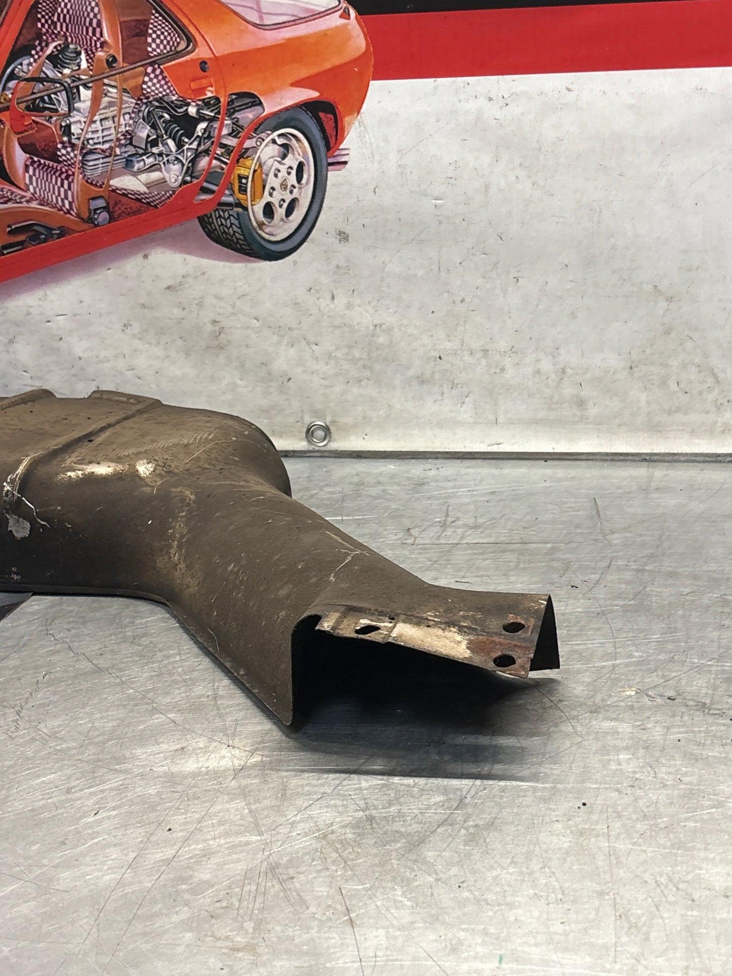 Porsche 928 heat shield protection plate 92850493104 Later type with ribs, used