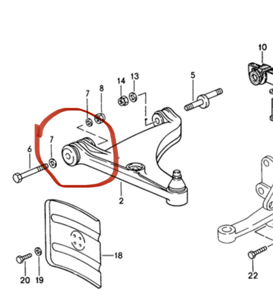 Gummilager Querlenker für Porsche 944 968 86- VORNE