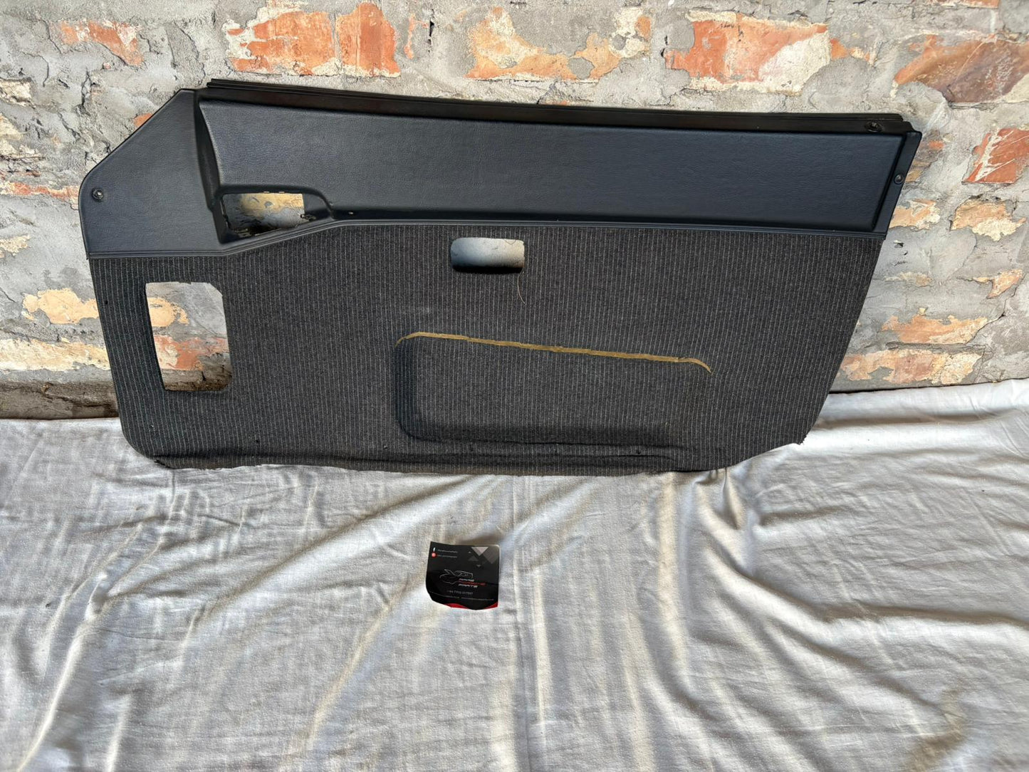 Porsche 944 black/black pinstripe fabric right door card 94455501801 used, very nice condition