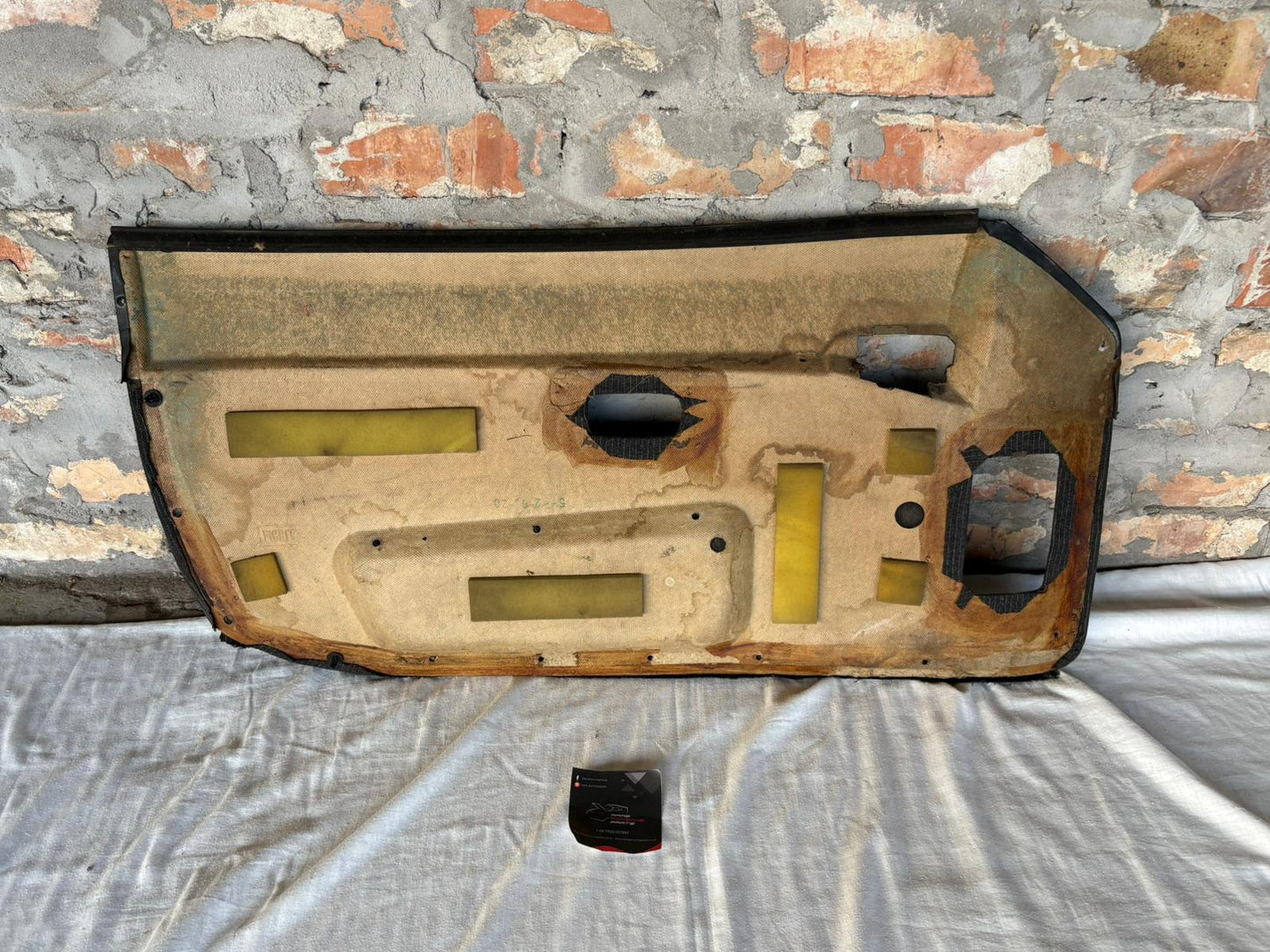 Porsche 944 black/black pinstripe fabric right door card 94455501801 used, very nice condition